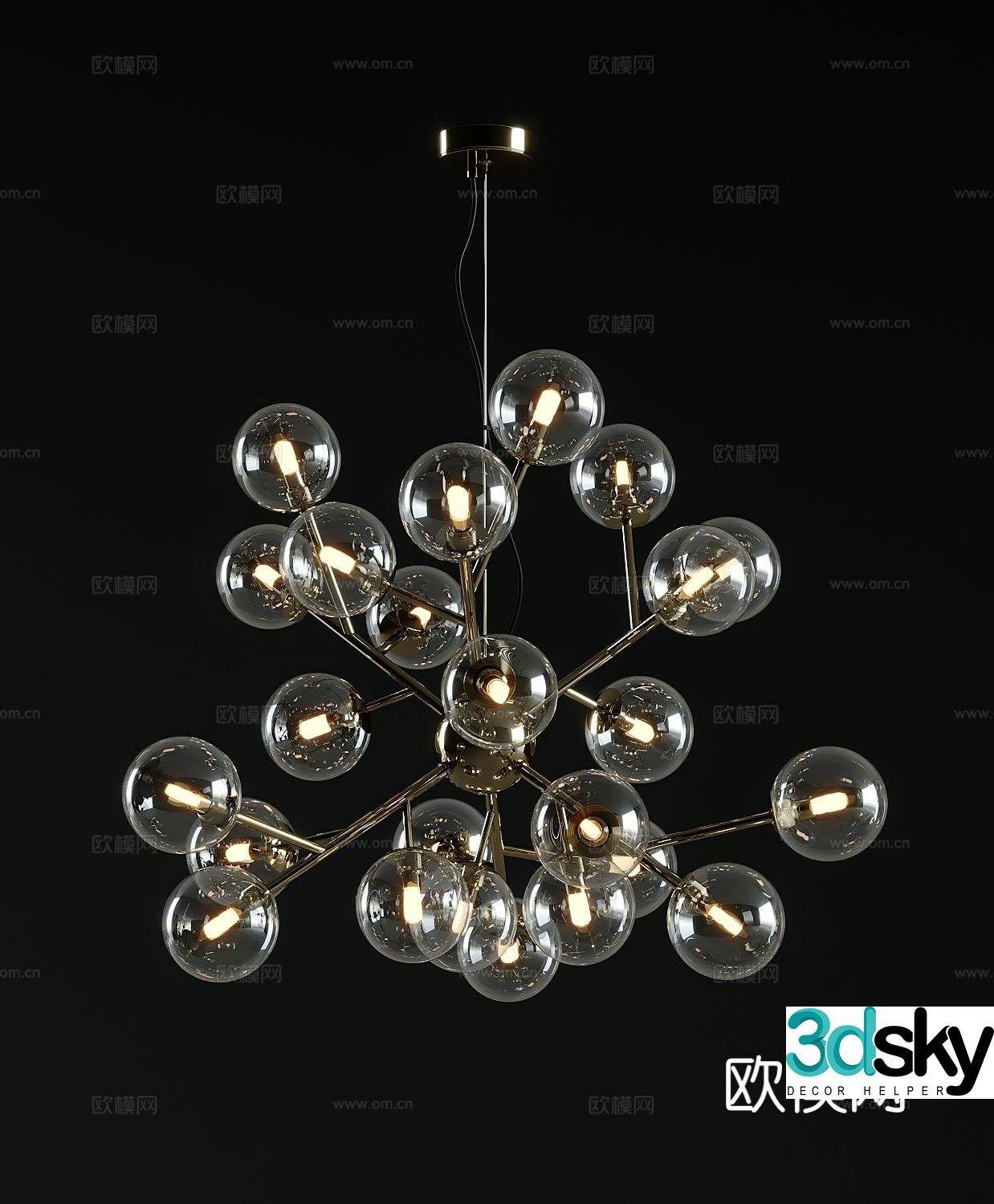 Light luxury glass chandelier 3d model