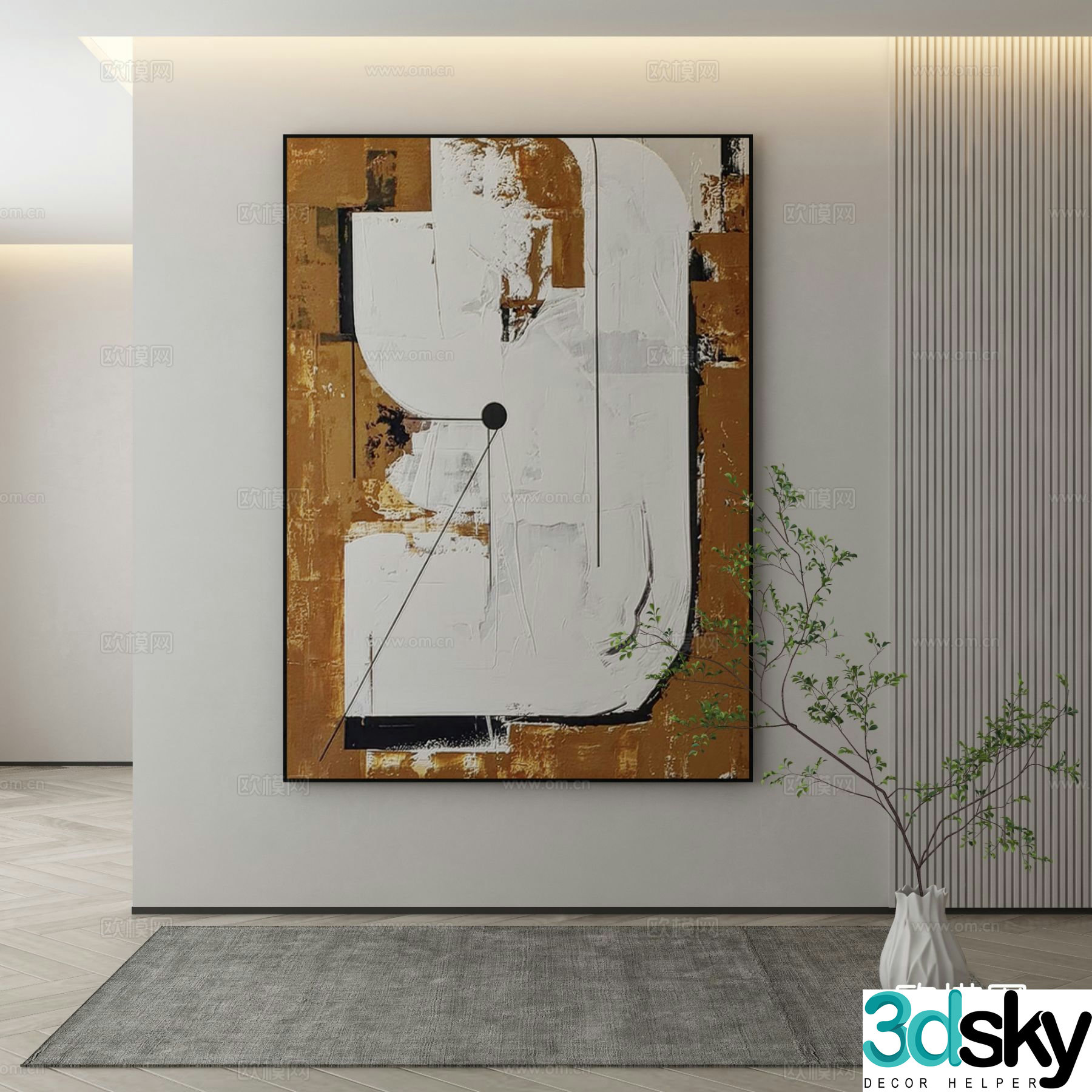 Modern texture painting decorative painting 3d model