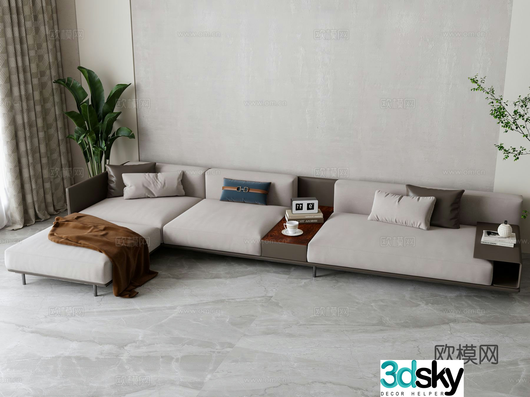 Modern multi-seater sofa corner sofa 3d model