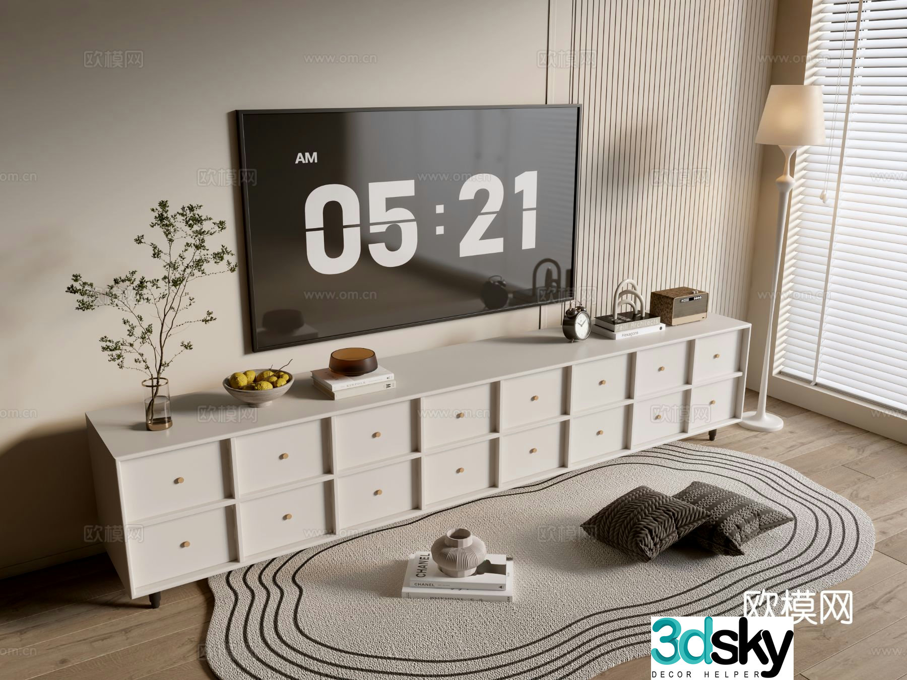 Cream style TV cabinet 3d model