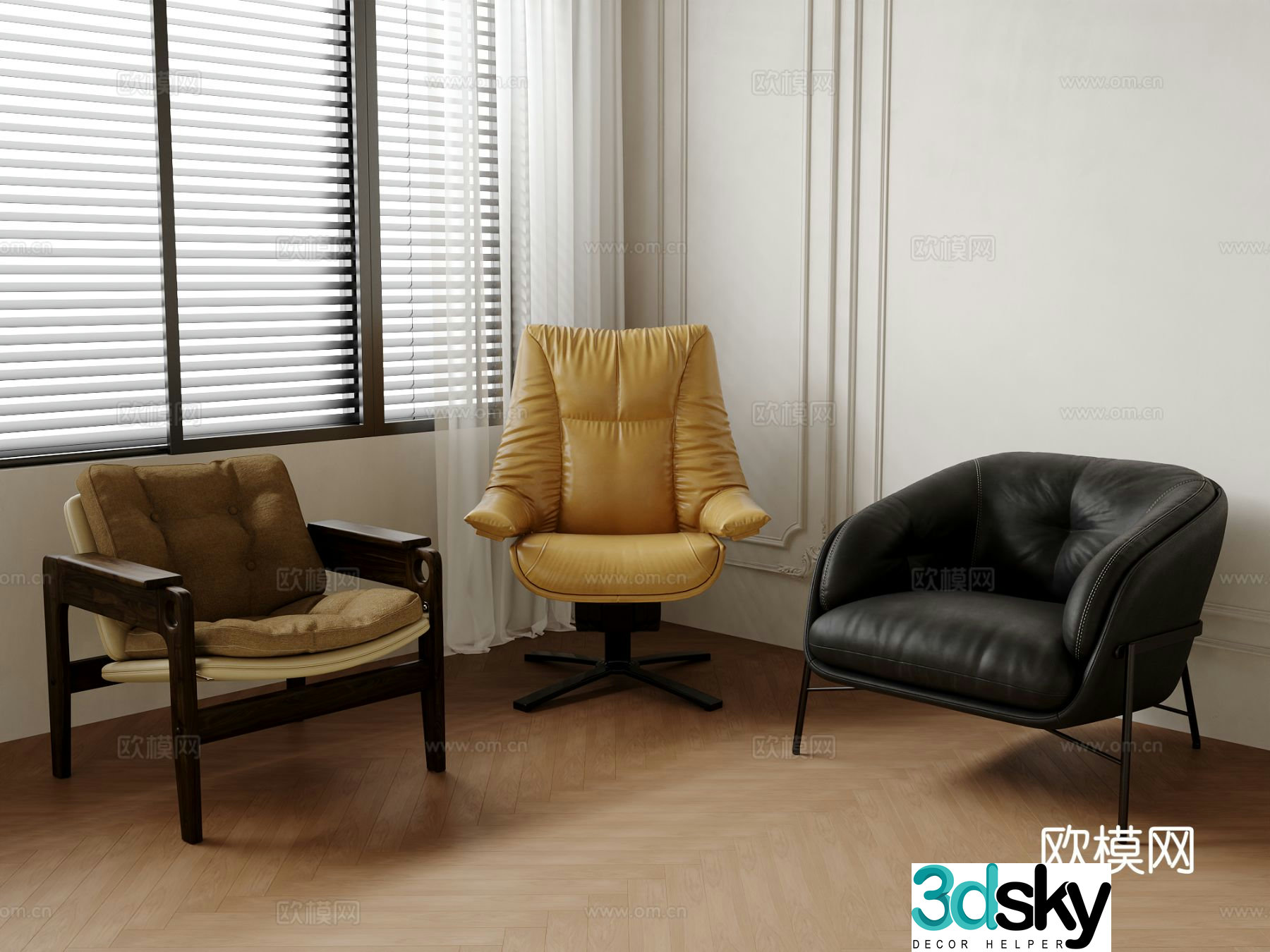 Single chair dining chair sofa chair 3d model