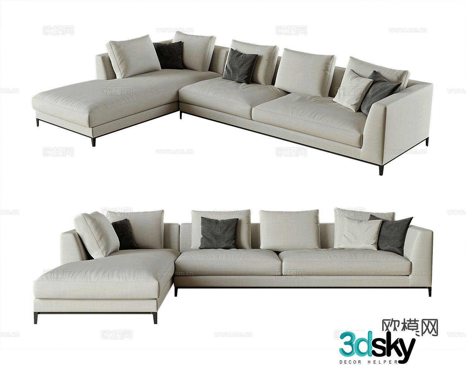 Modern multi-seater sofa corner sofa 3d model
