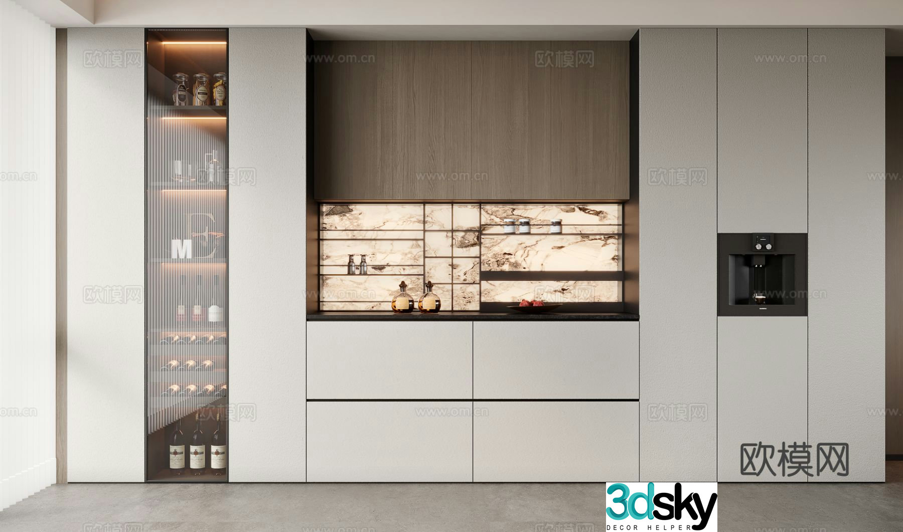 Italian wine cabinet sideboard 3d model