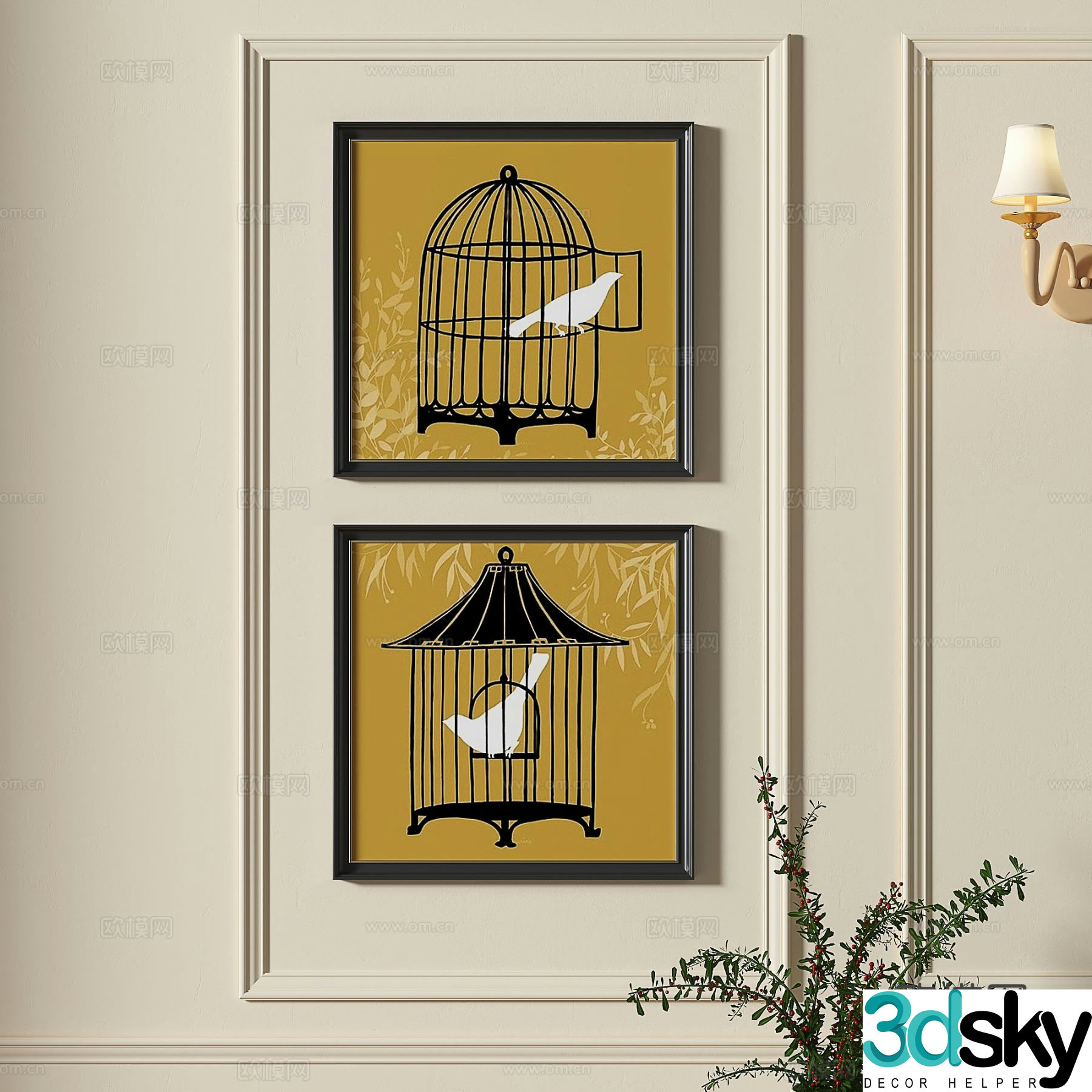 French retro hanging painting decorative painting 3D model
