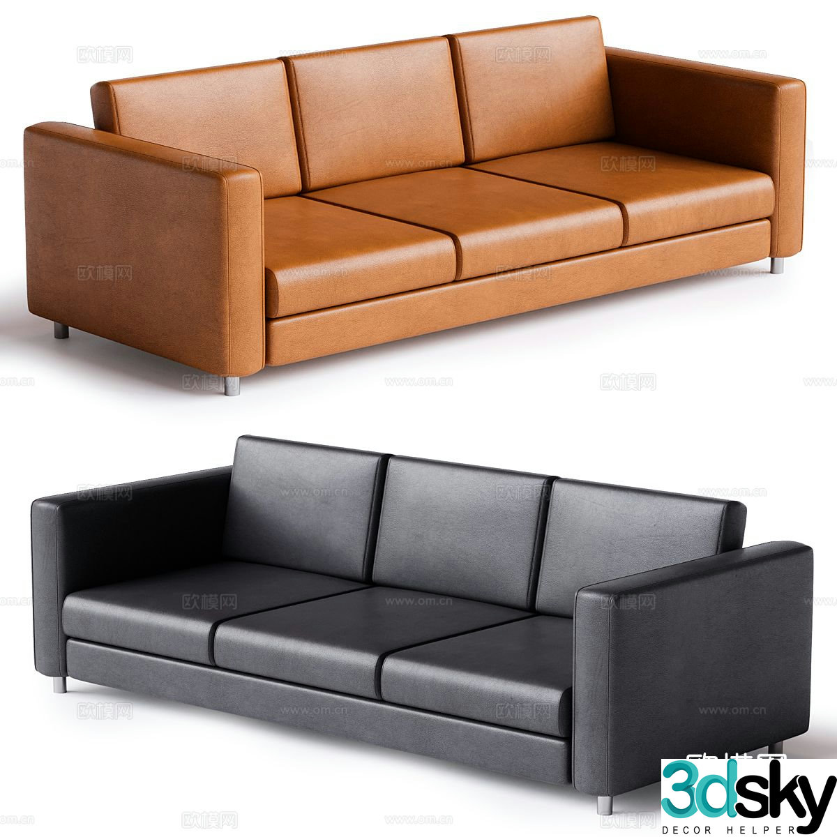Italian style sofa three person sofa 3d model