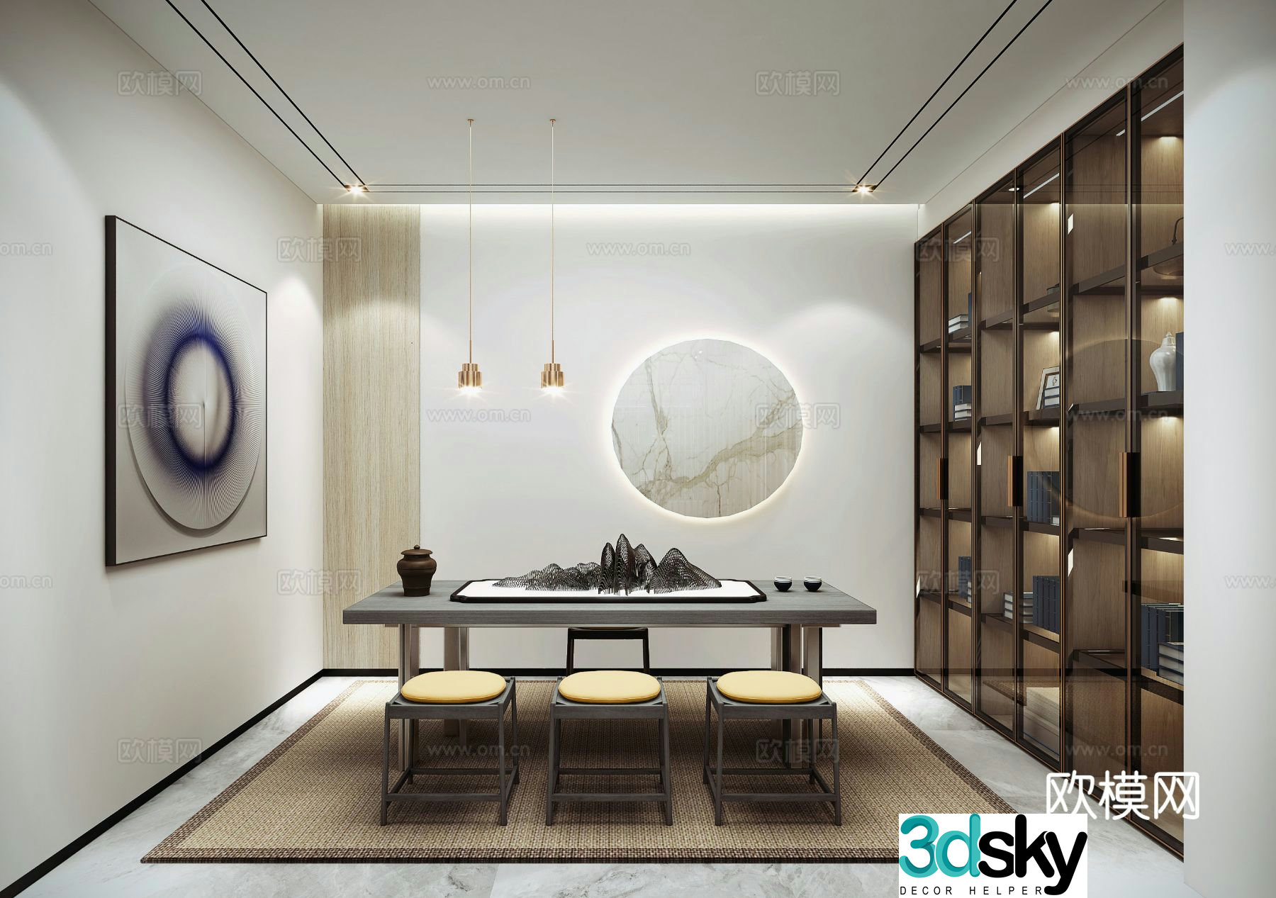 Modern minimalist tea room 3d model