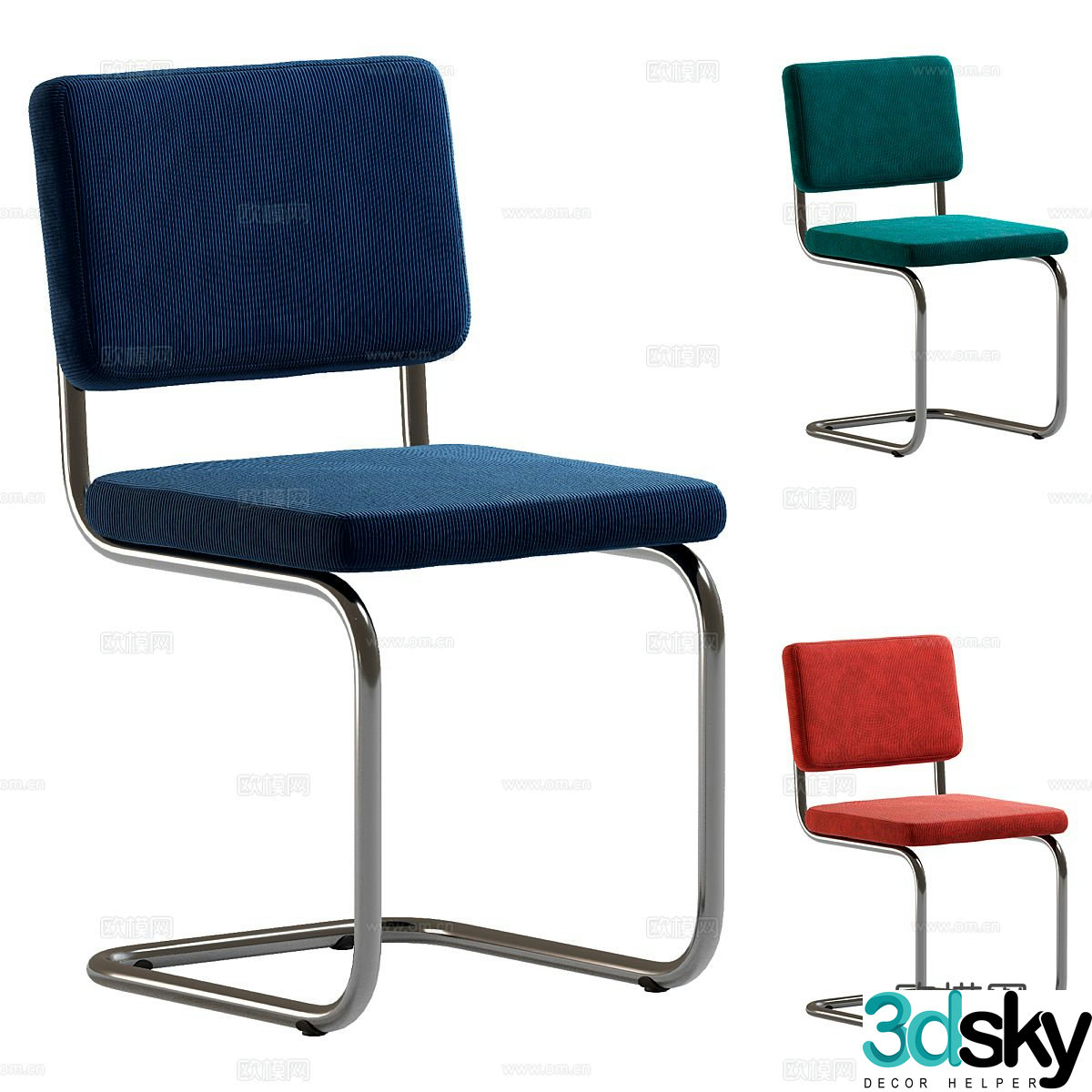 Single chair dining chair 3d model