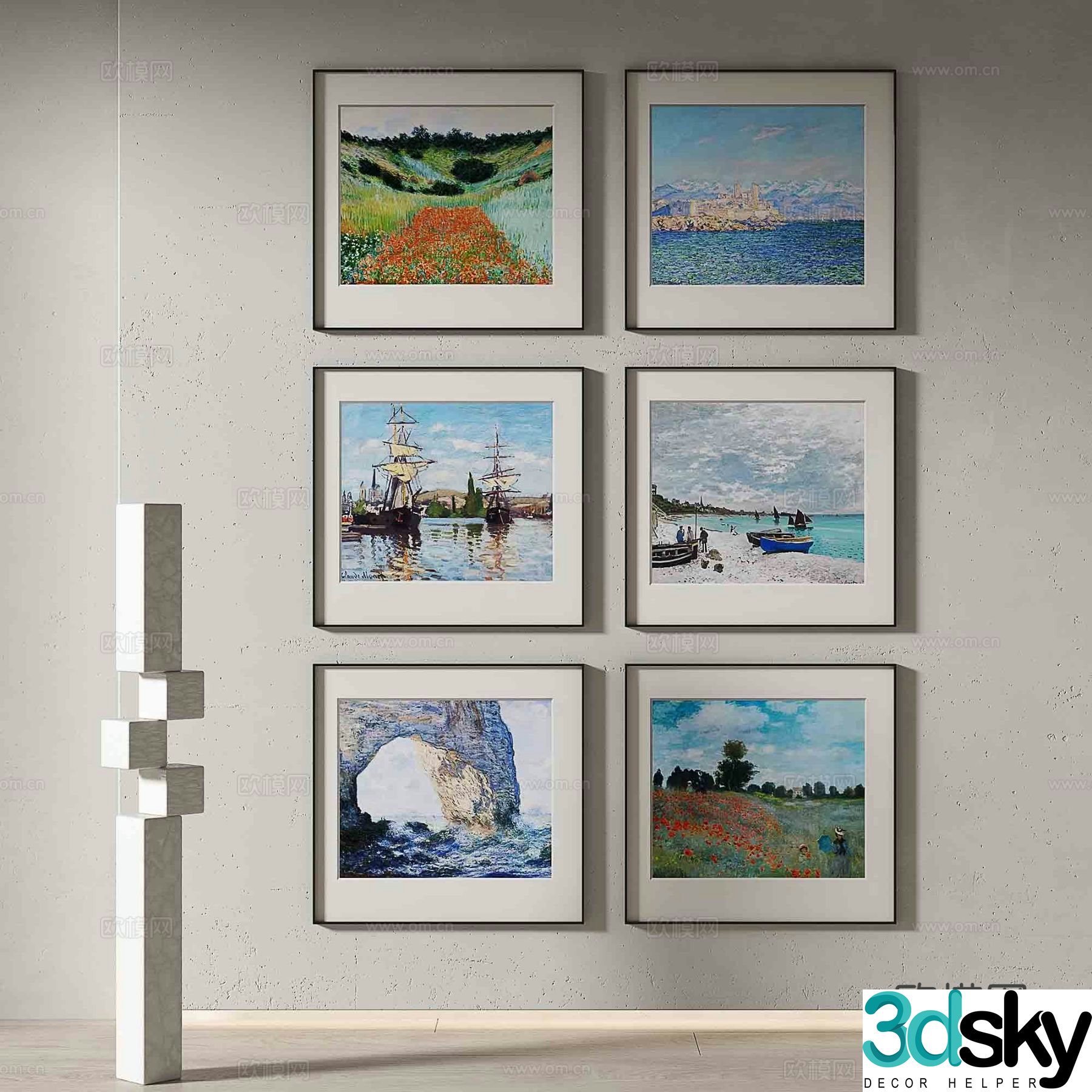 Modern landscape painting decorative painting 3d model