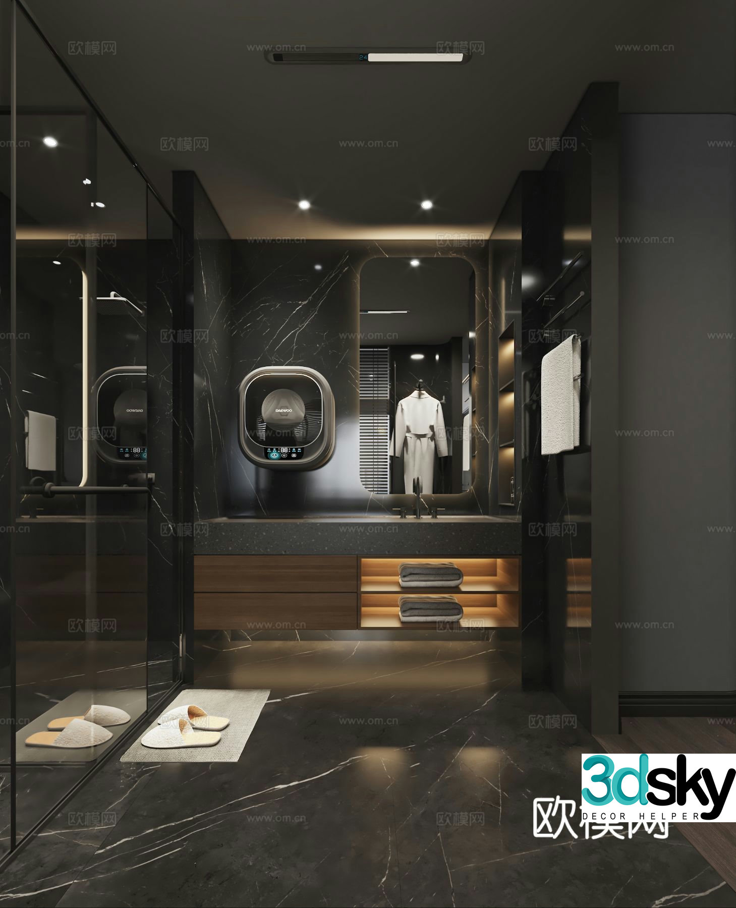 Dark style bathroom bathroom 3d model