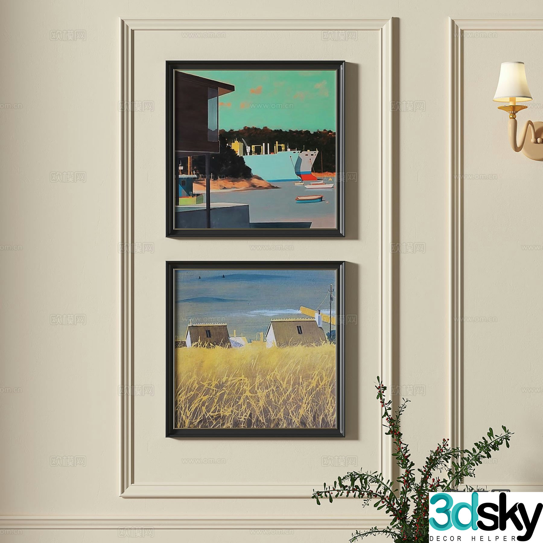 French oil painting landscape painting decorative painting 3d model