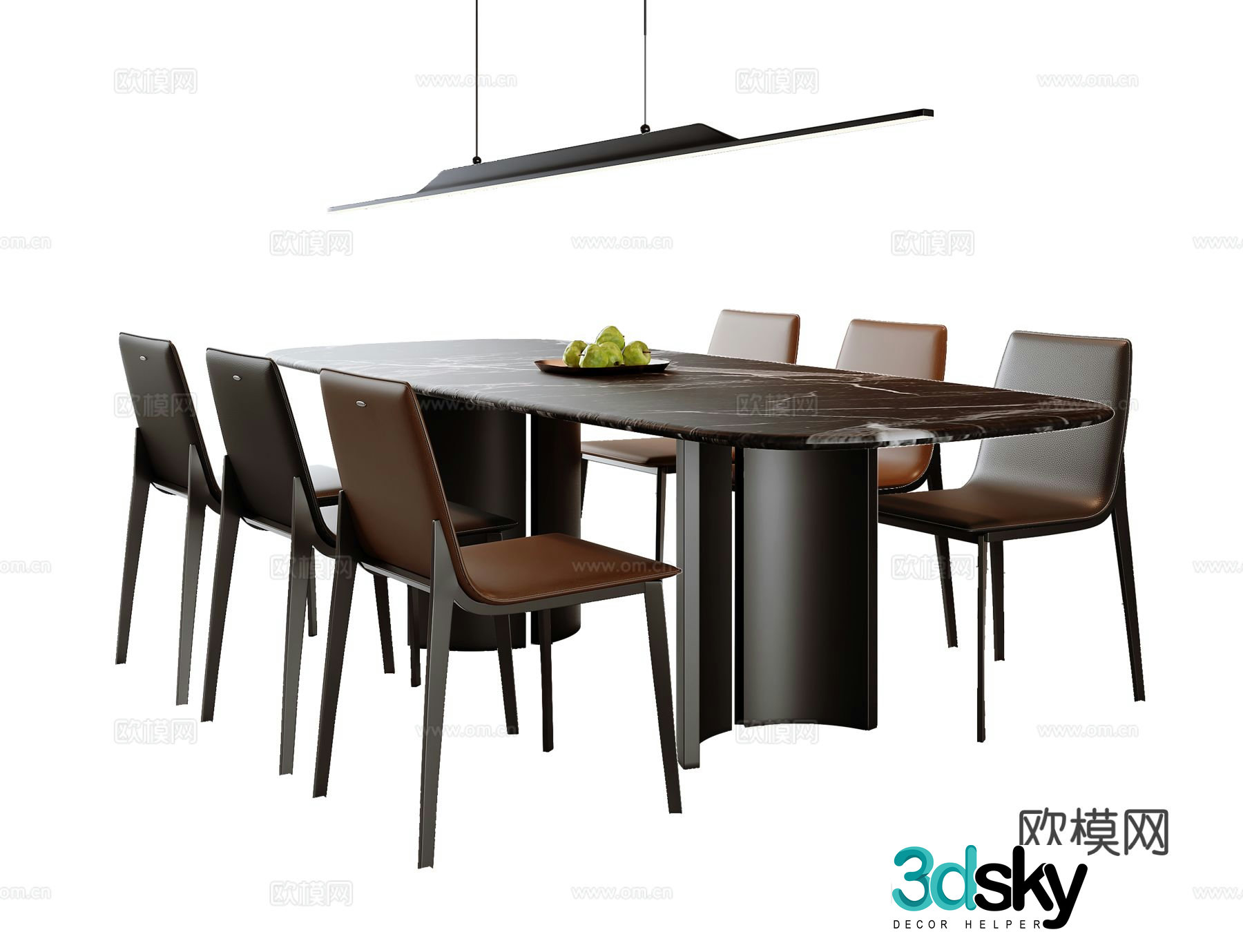 Italian dining table and chairs 3d model