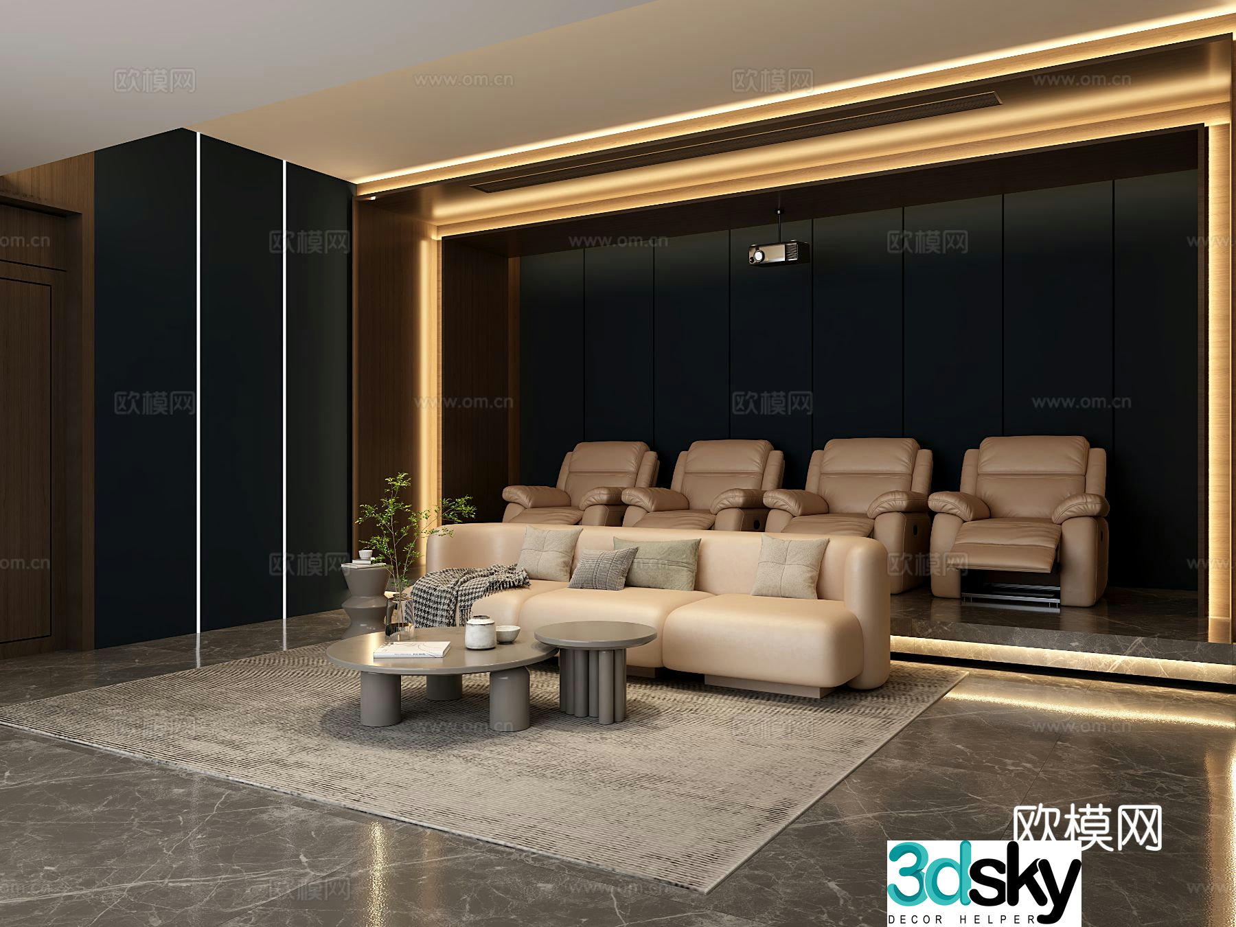 Modern audio-visual room home audio-visual room 3d model