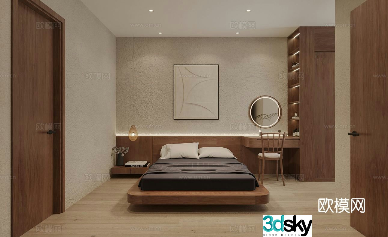 New Chinese style simple bedroom master bedroom 3d model