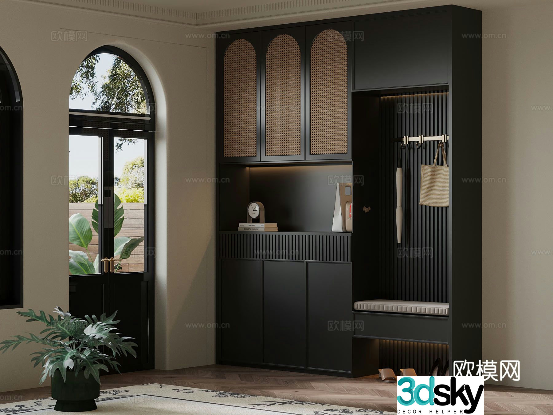 French retro shoe cabinet 3D model of home shoe cabinet