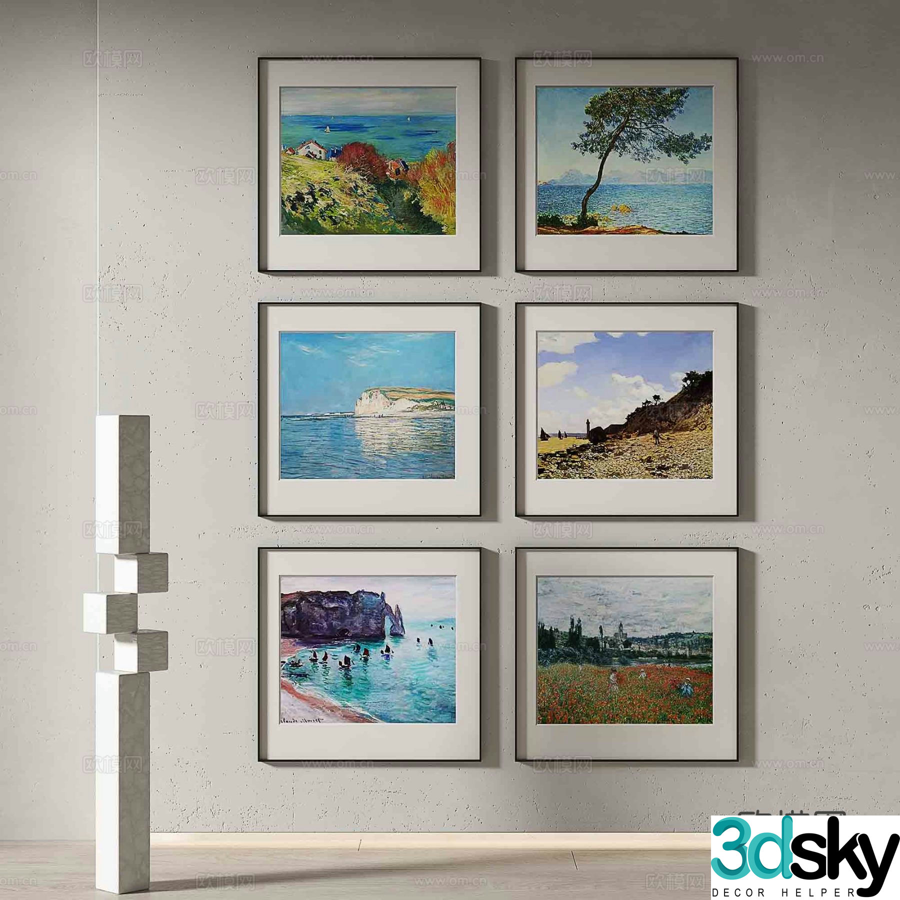 Modern landscape painting decorative painting 3d model