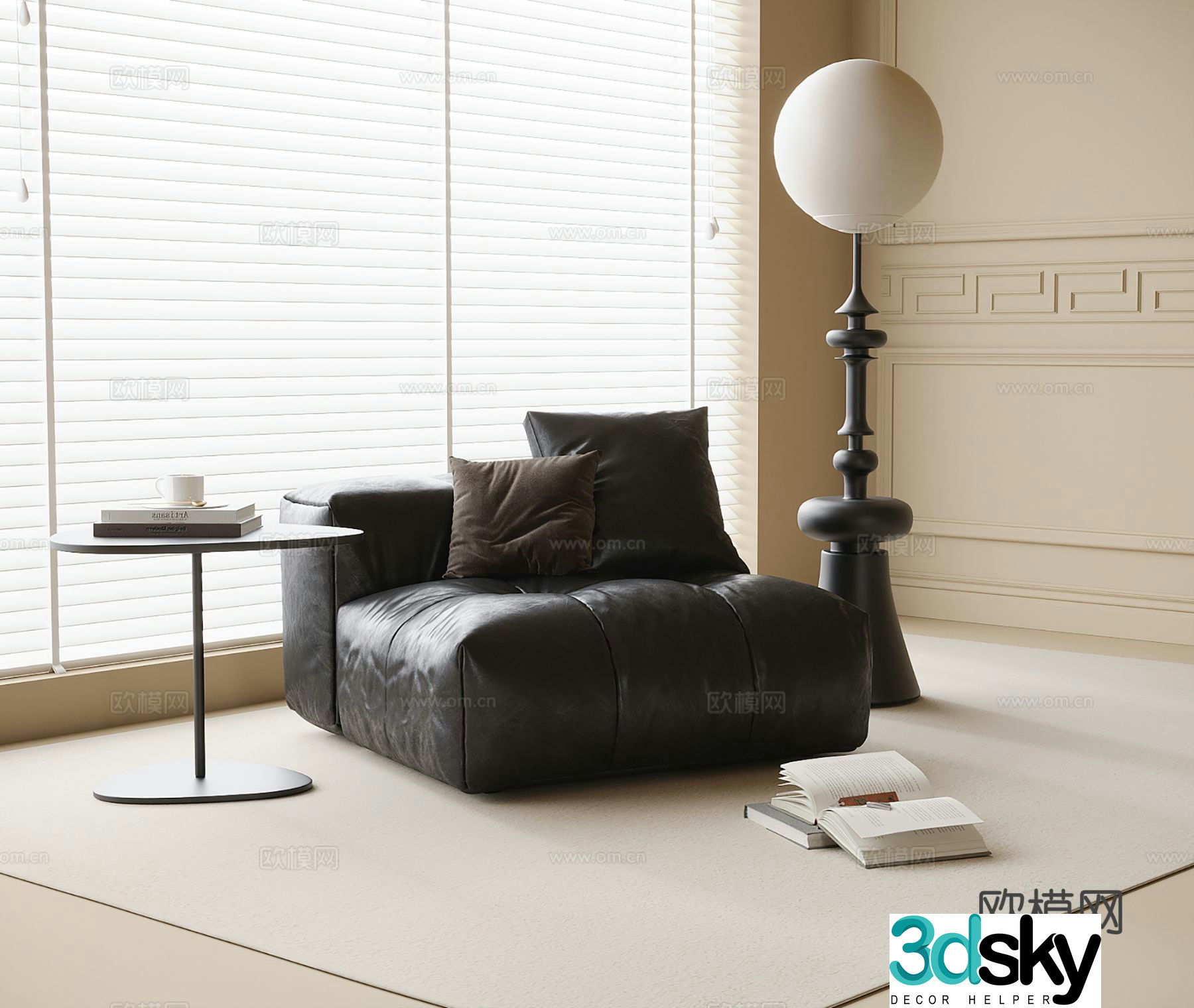 Medieval style single sofa 3d model