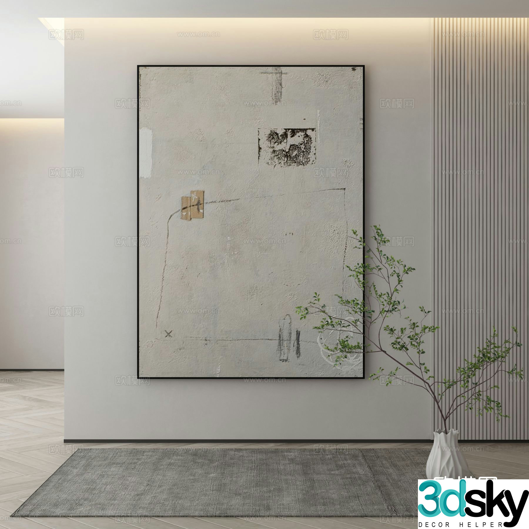 Modern texture painting decorative painting 3d model