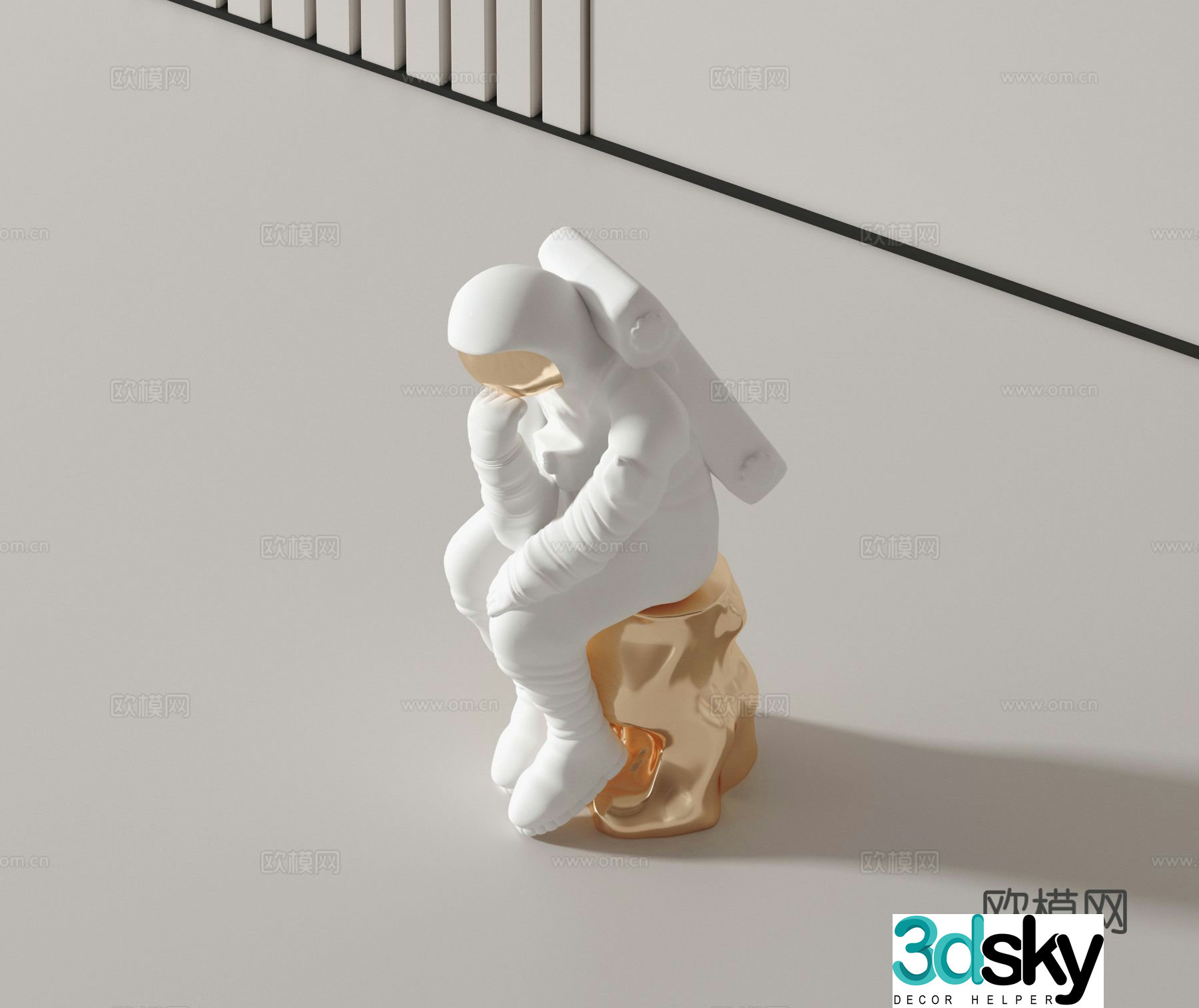 Modern astronaut sculpture ornament 3d model