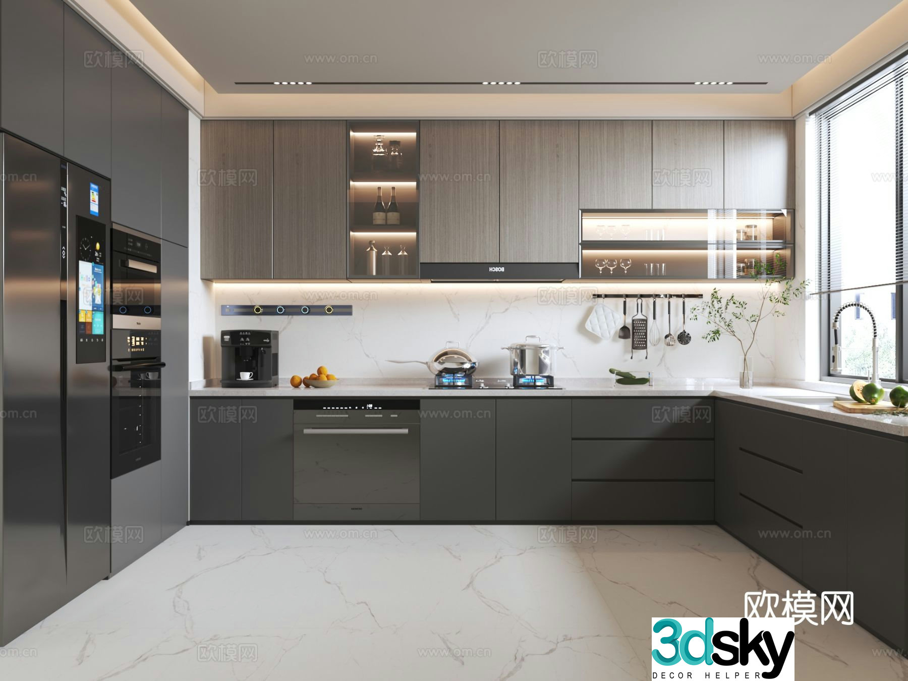 modern kitchen cabinet 3d model