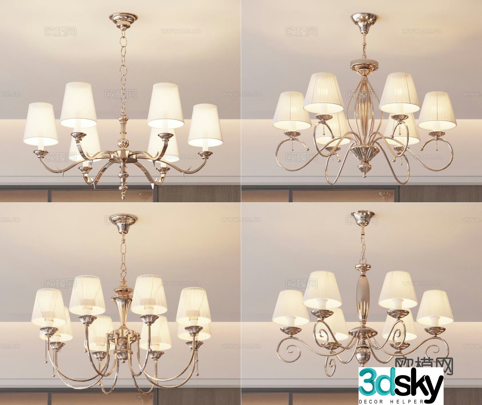 American chandelier multi-head chandelier 3d model