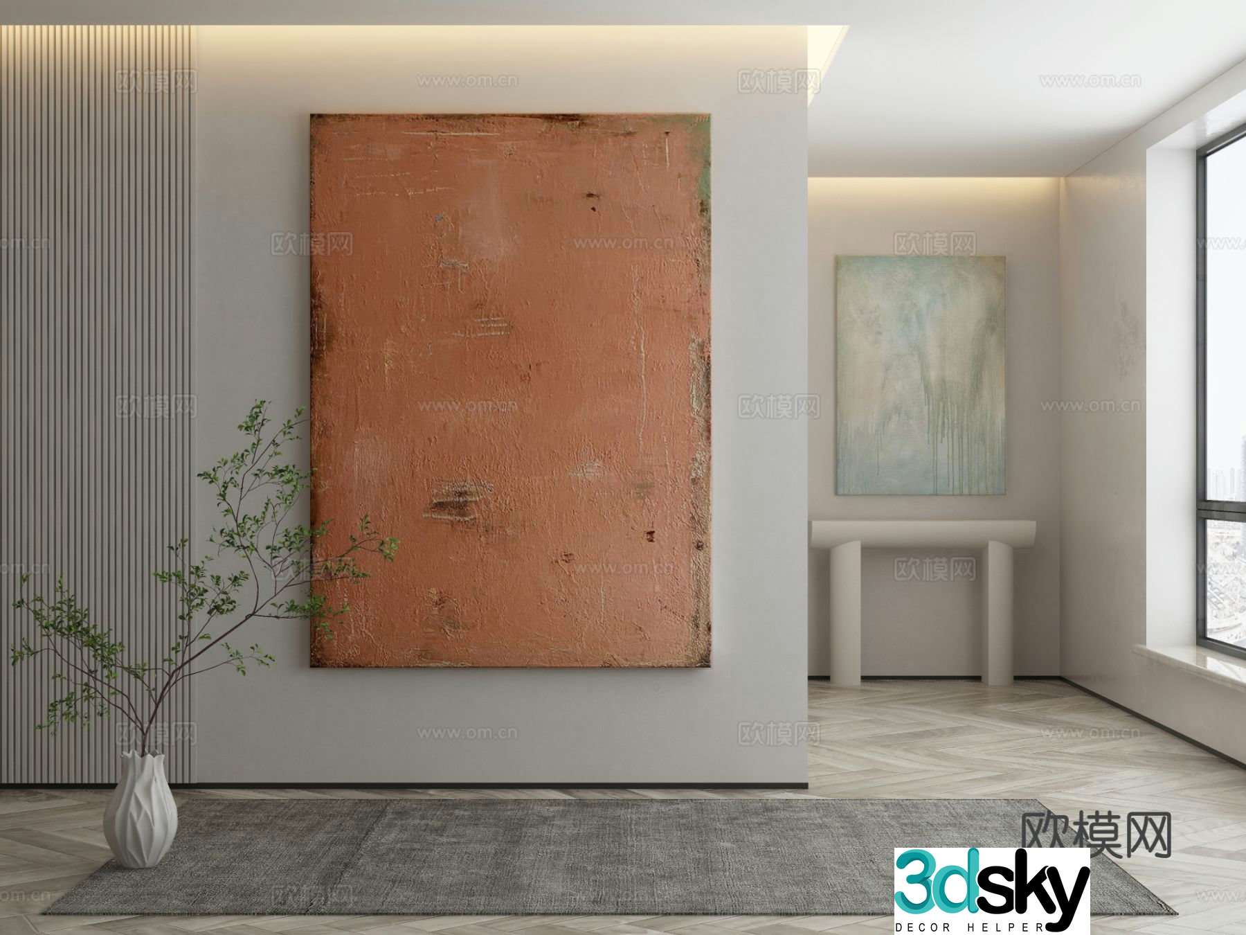 Modern texture painting decorative painting 3d model