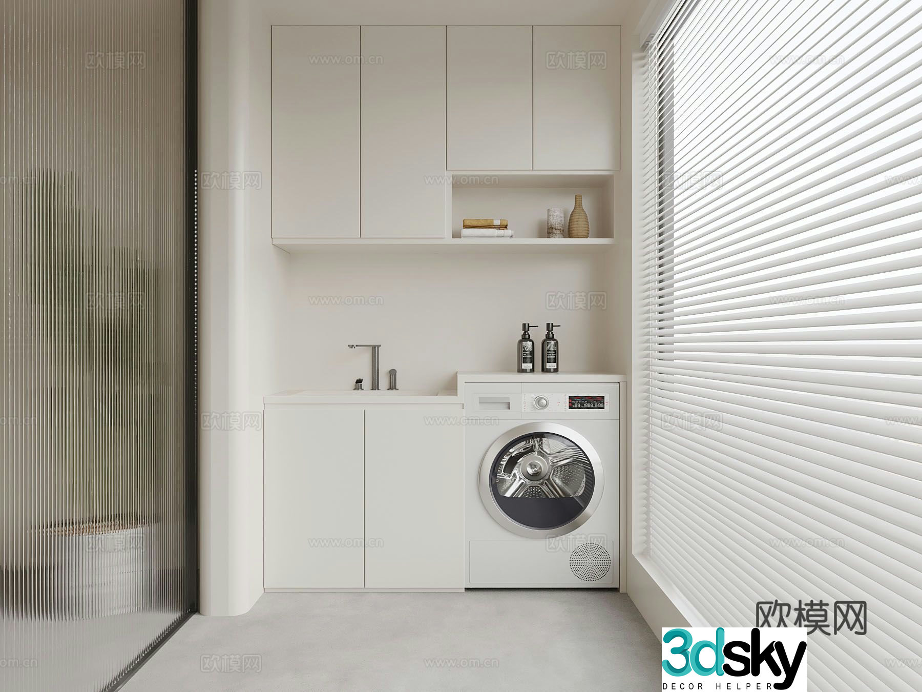 Modern balcony cabinet washing machine cabinet 3d model