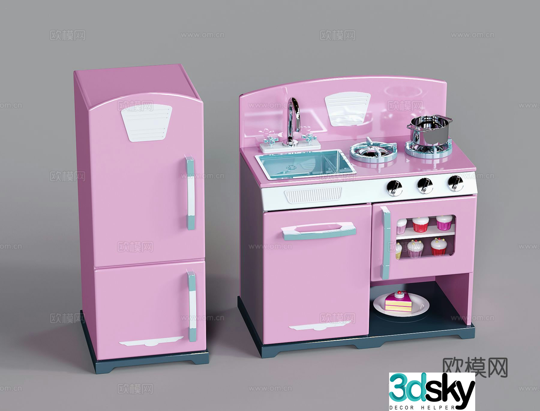 Modern children’s toys cabinet stove 3d model