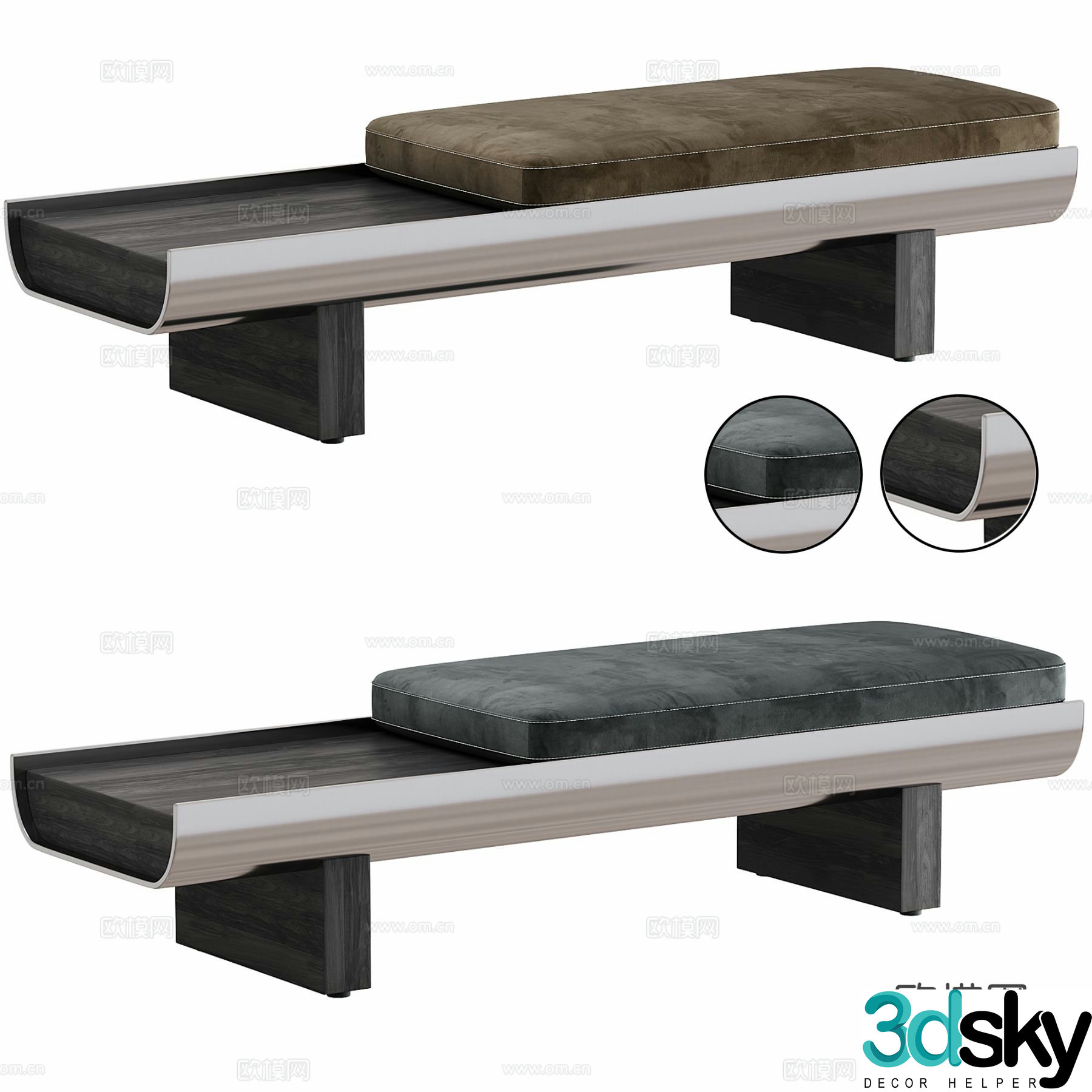 Modern footrest bedside stool 3d model