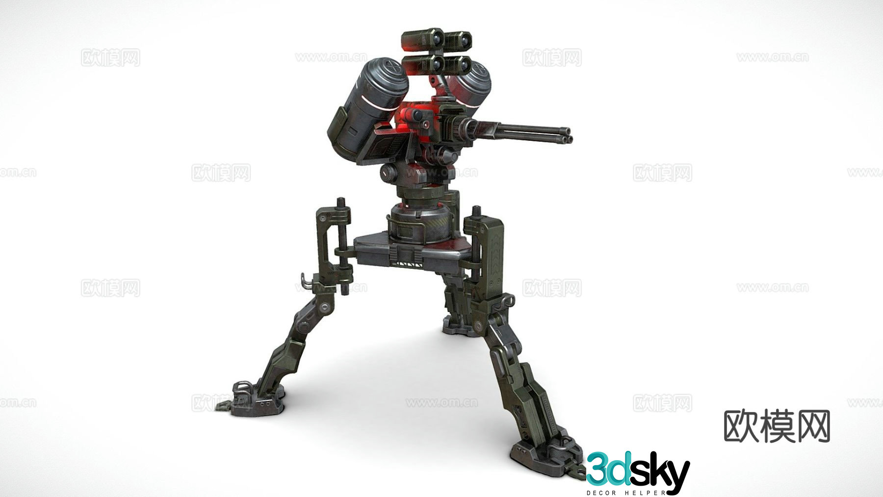 Turret with rocket launcher 3d model