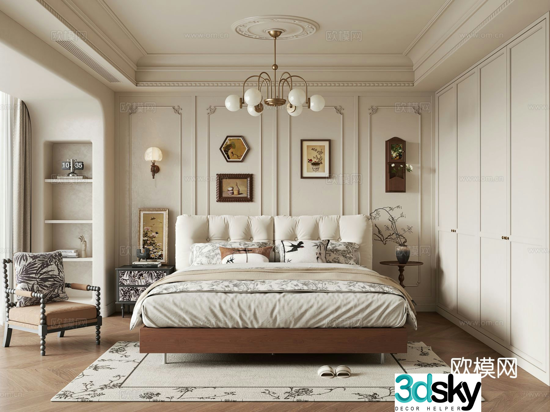 French bedroom master bedroom 3d model