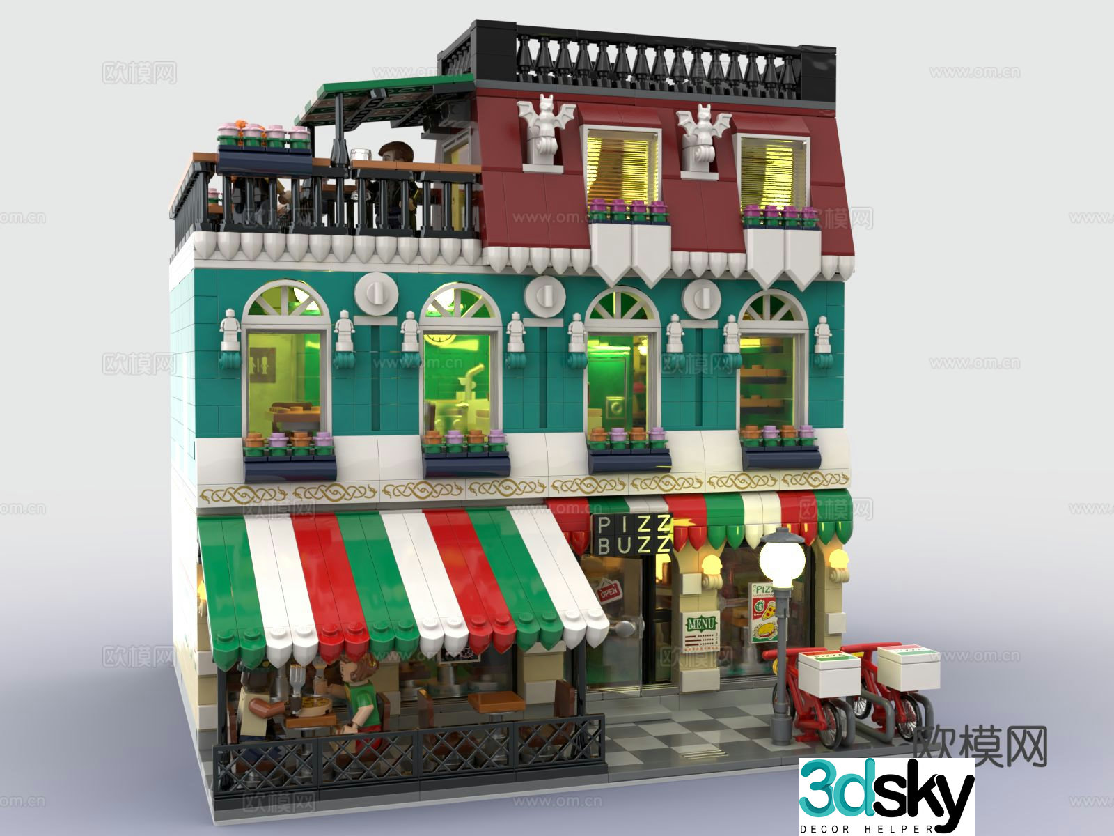 LEGO LEGO toys building block pizza shop 3d model