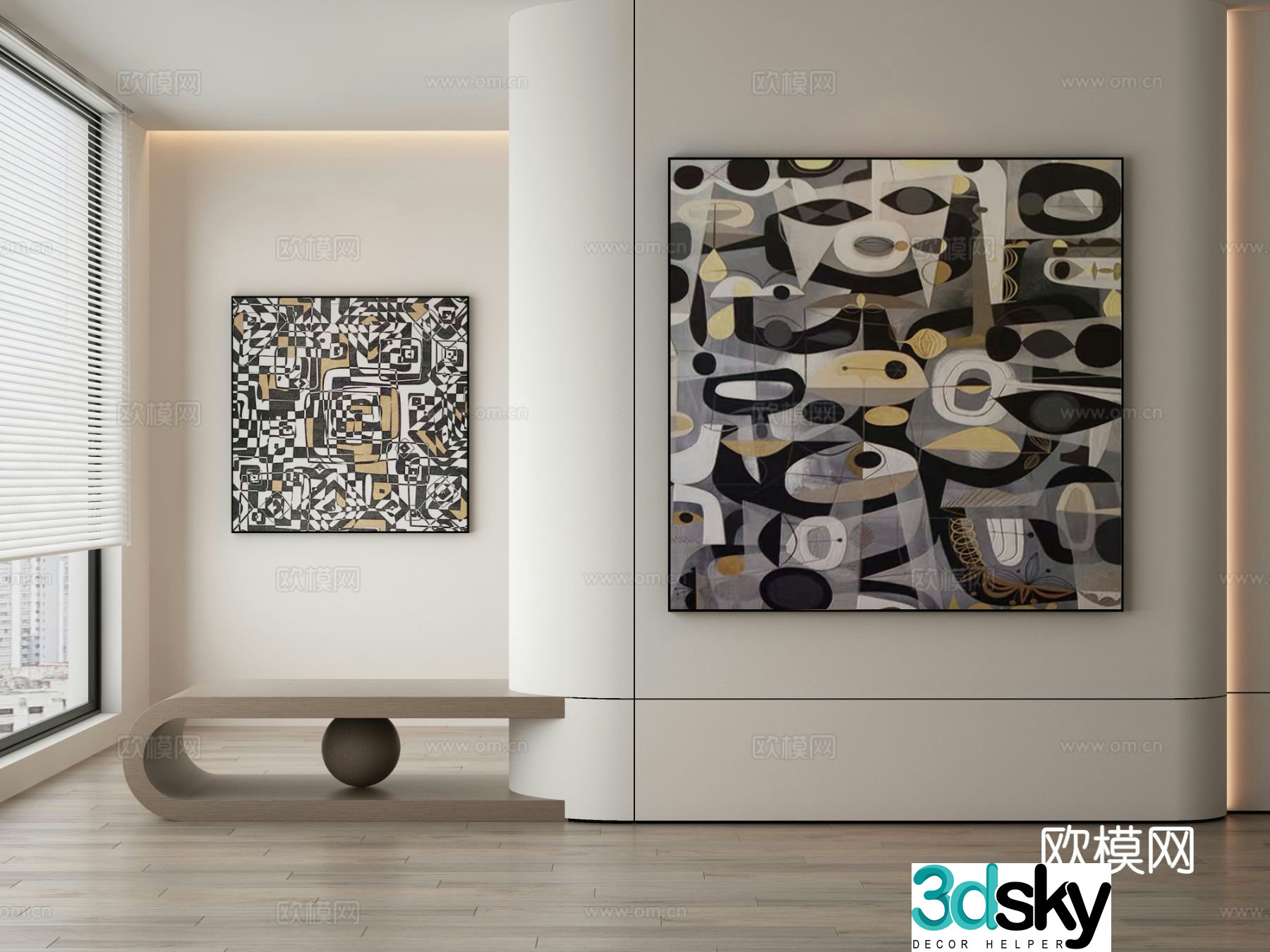 Modern texture painting decorative painting 3d model