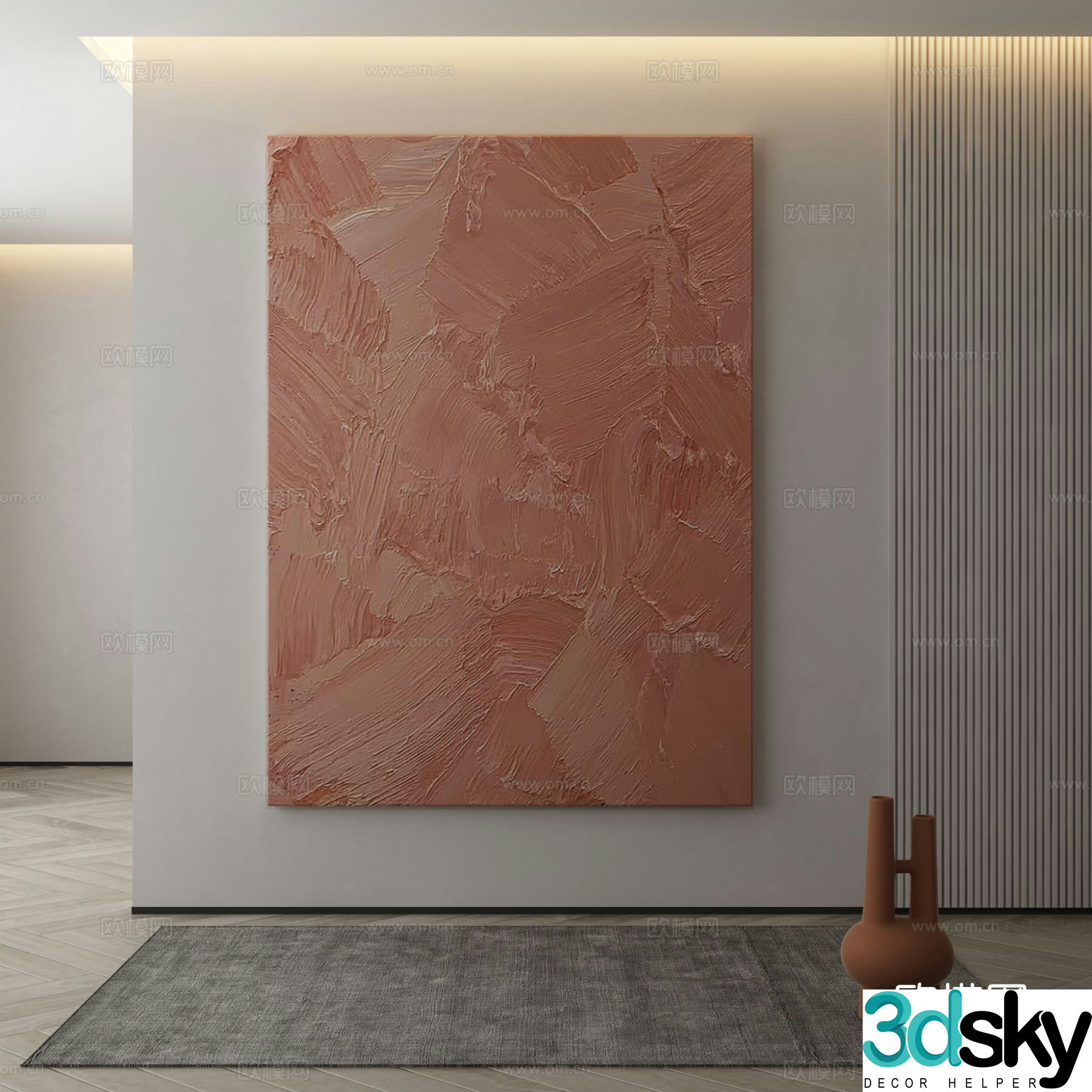 Modern texture painting decorative painting 3d model
