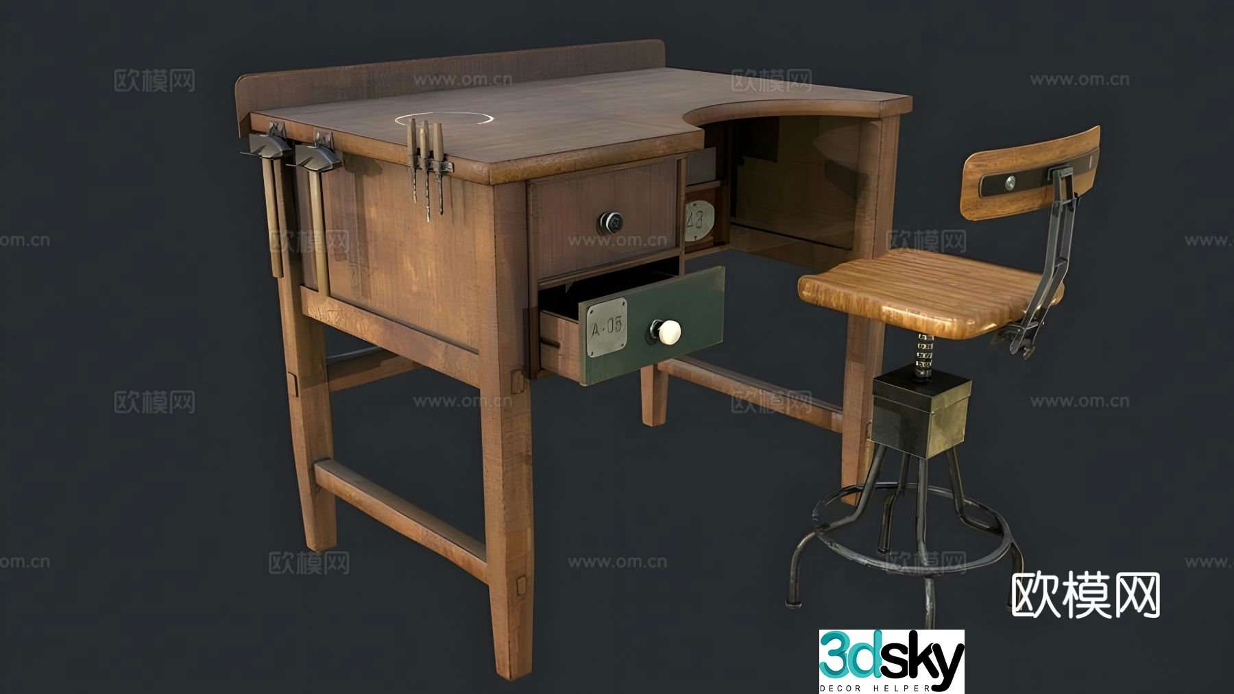 Retro workbench 3d model