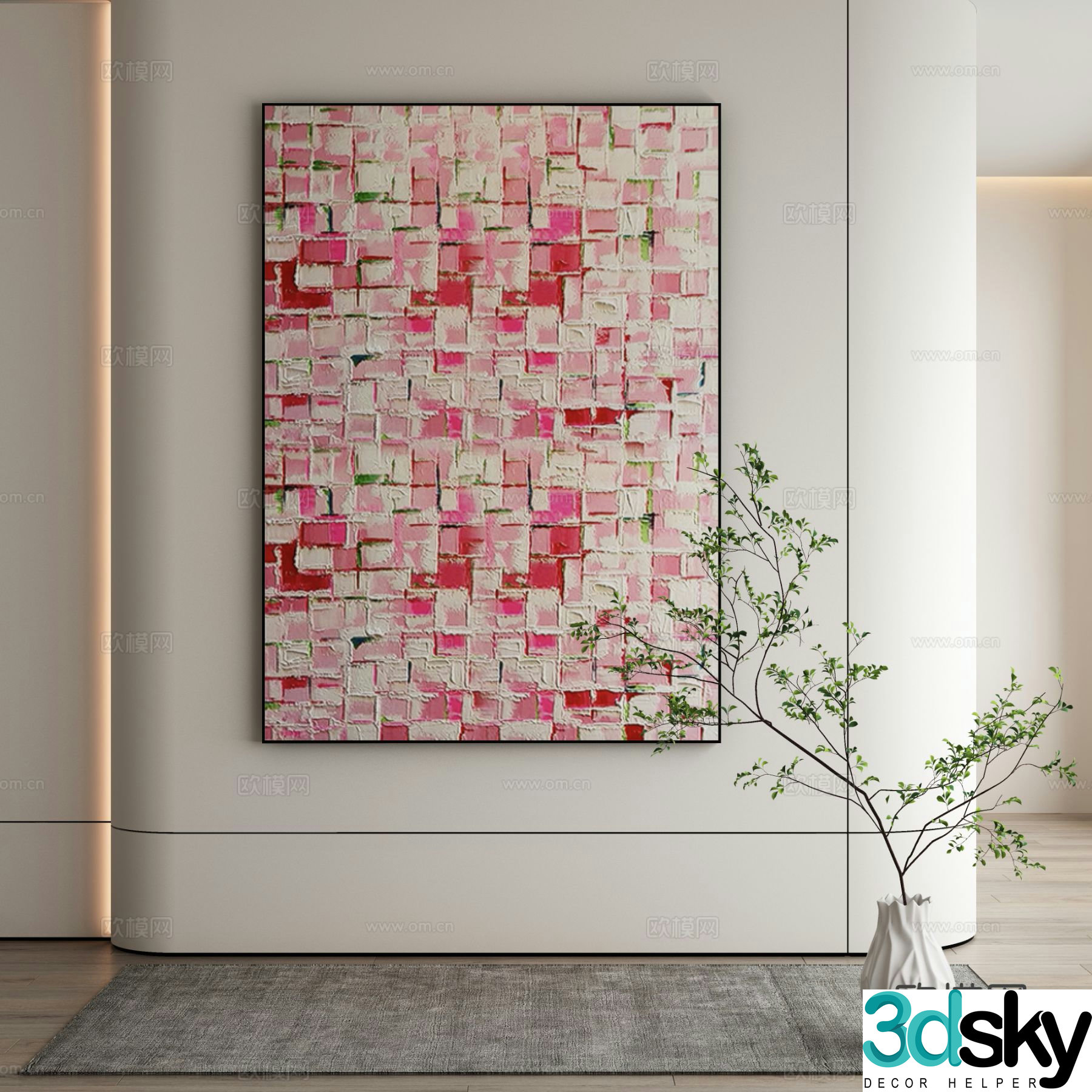 Modern texture painting decorative painting 3d model