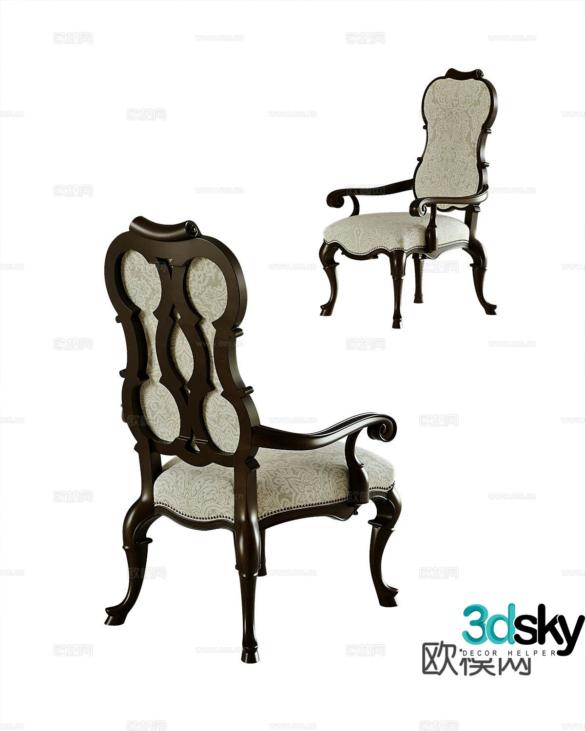 American single chair dining chair 3d model