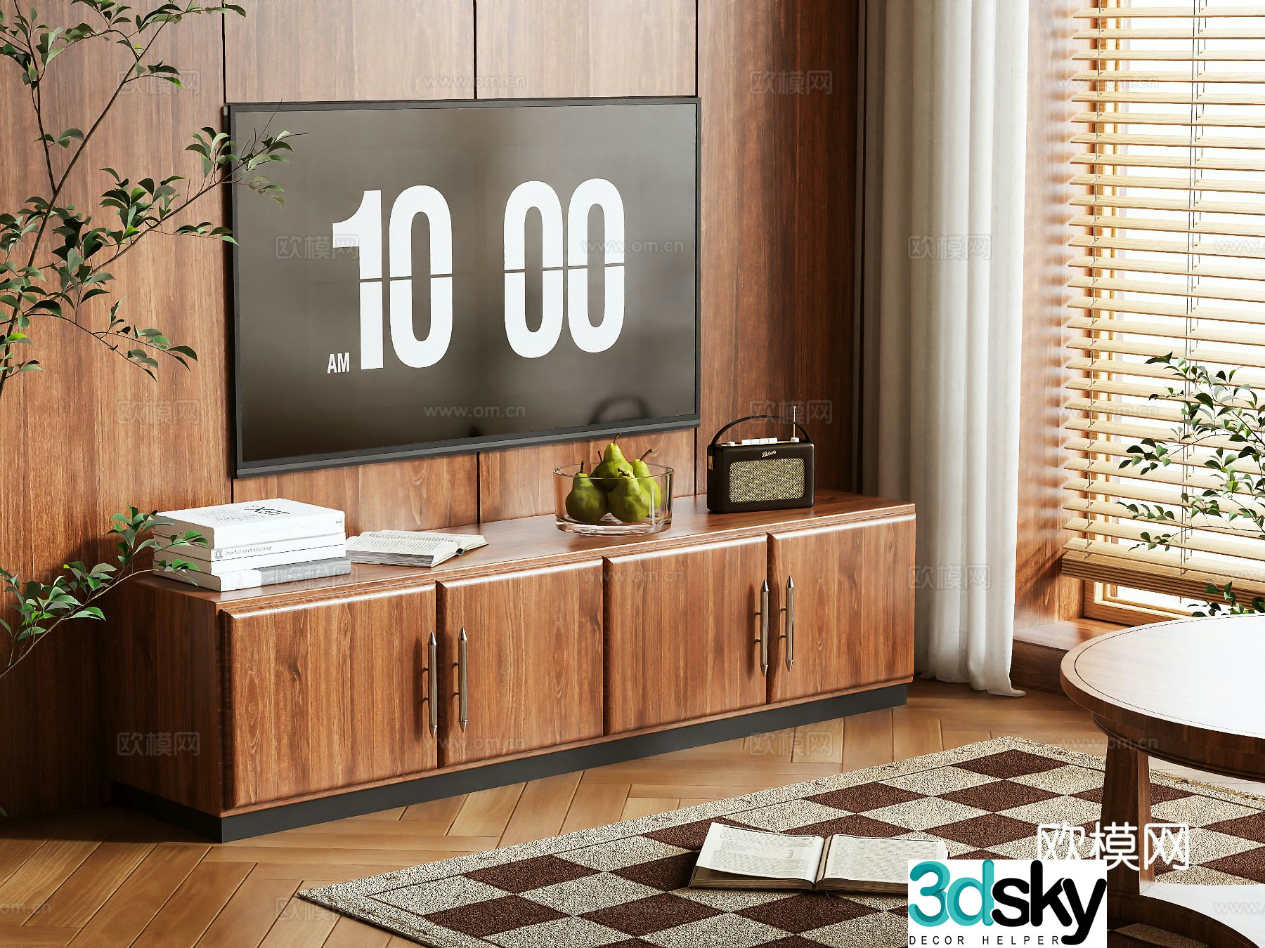 Log style TV cabinet 3D model
