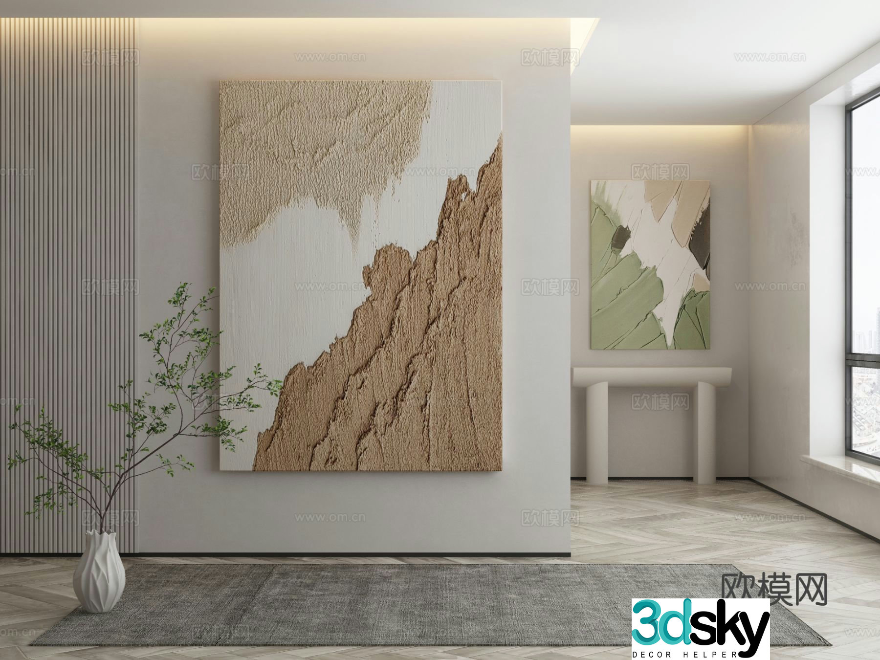 Modern texture painting decorative painting 3d model