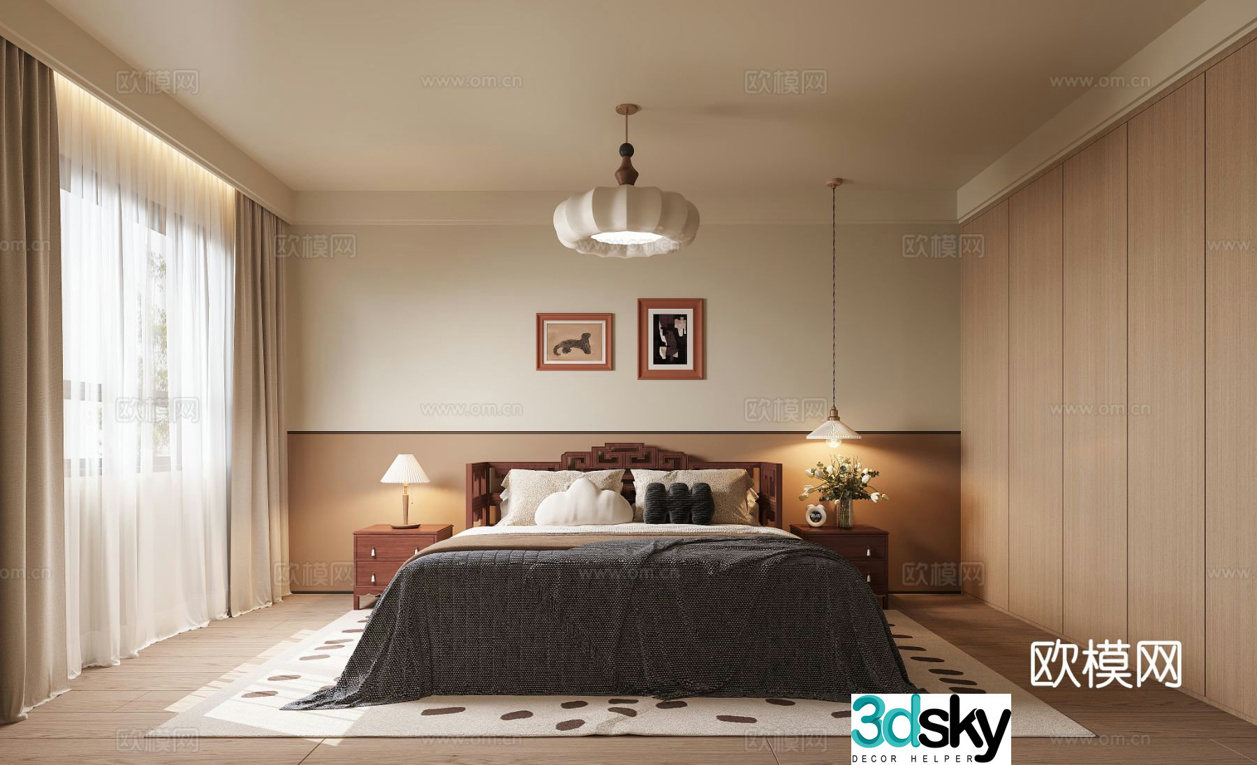 Medieval style bedroom master bedroom 3d model