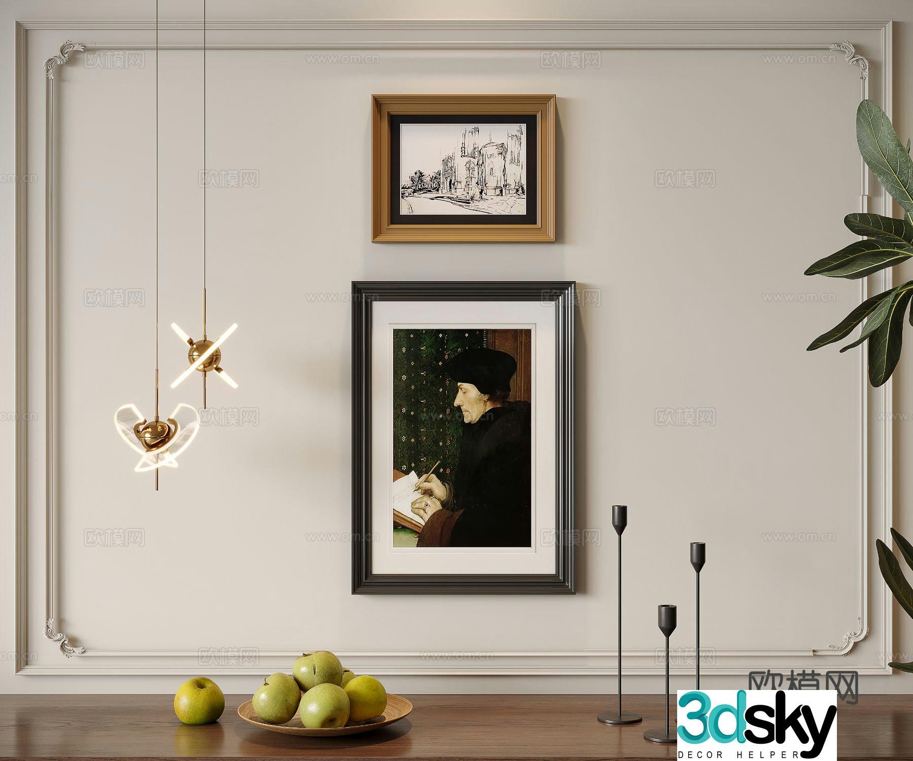 French retro hanging painting decorative painting 3D model