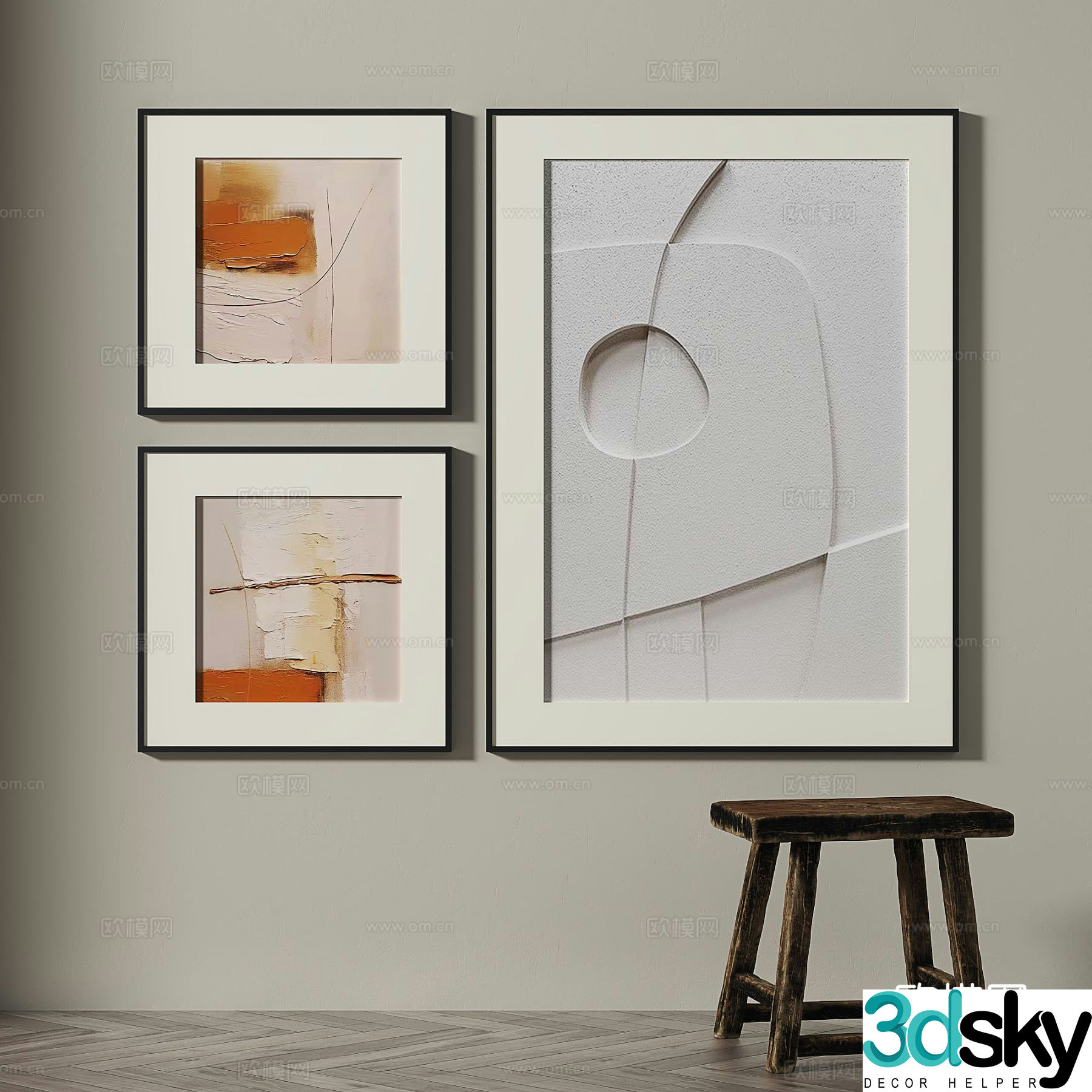Wabi-sabi texture painting decorative painting 3d model