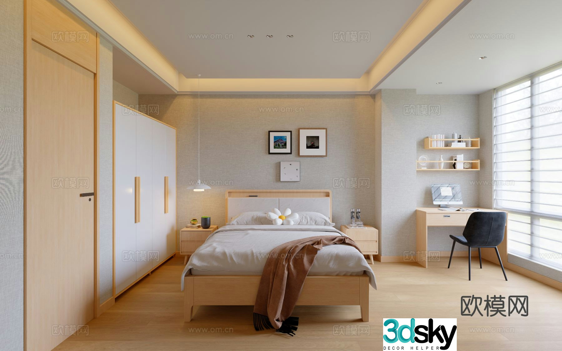 Log style bedroom second bedroom teen room 3D model