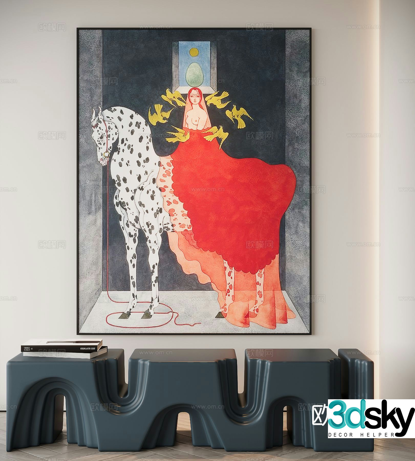 Modern figure painting decorative painting 3d model