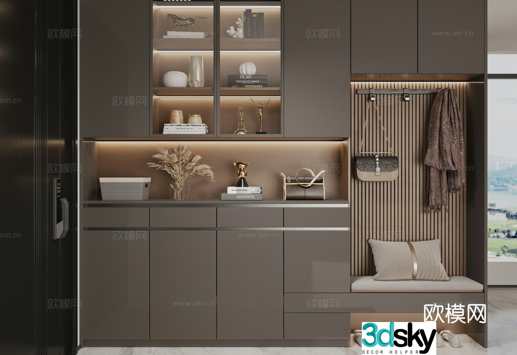 Italian style entrance shoe cabinet 3D model