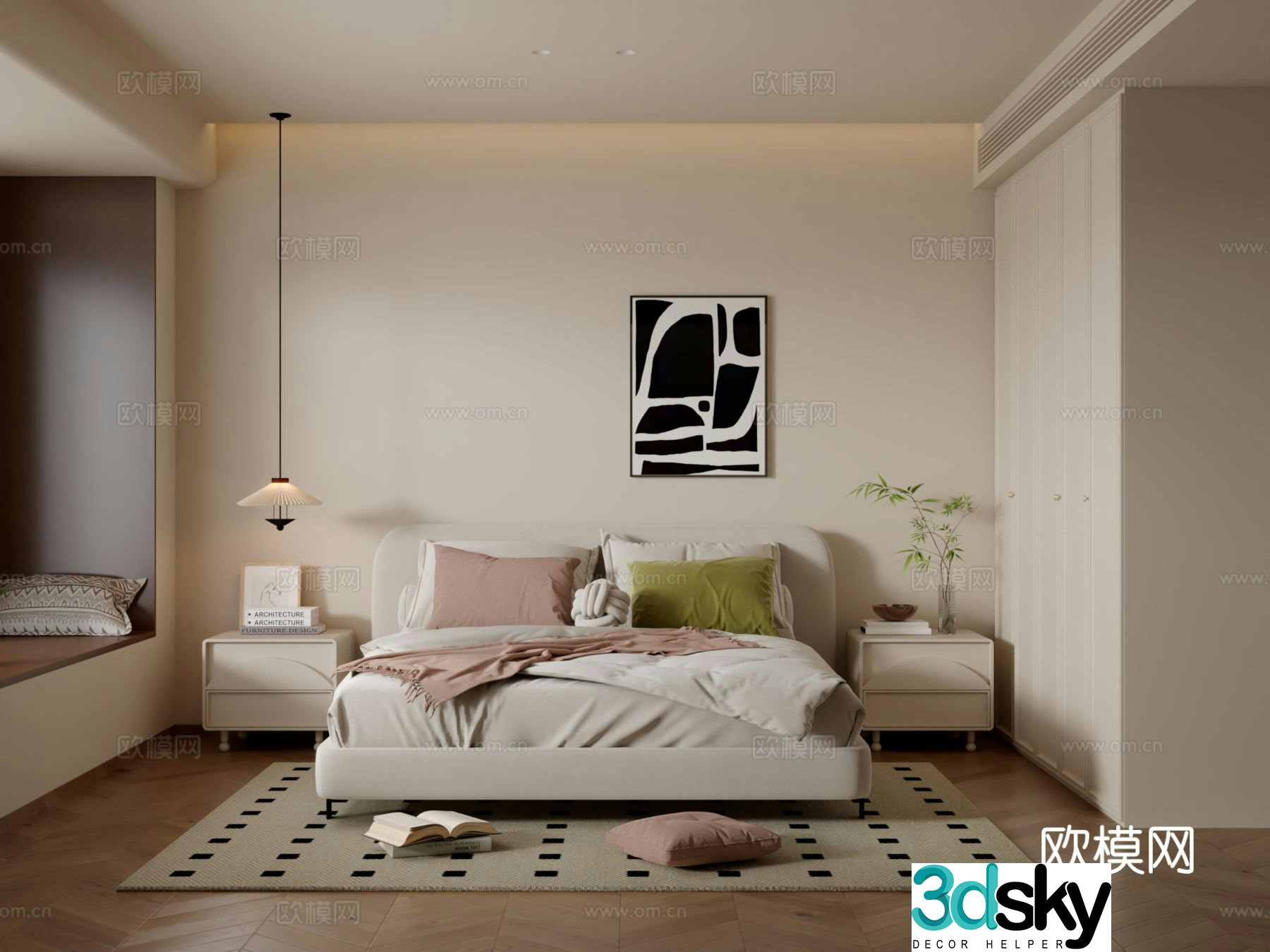 Cream style bedroom master bedroom 3d model