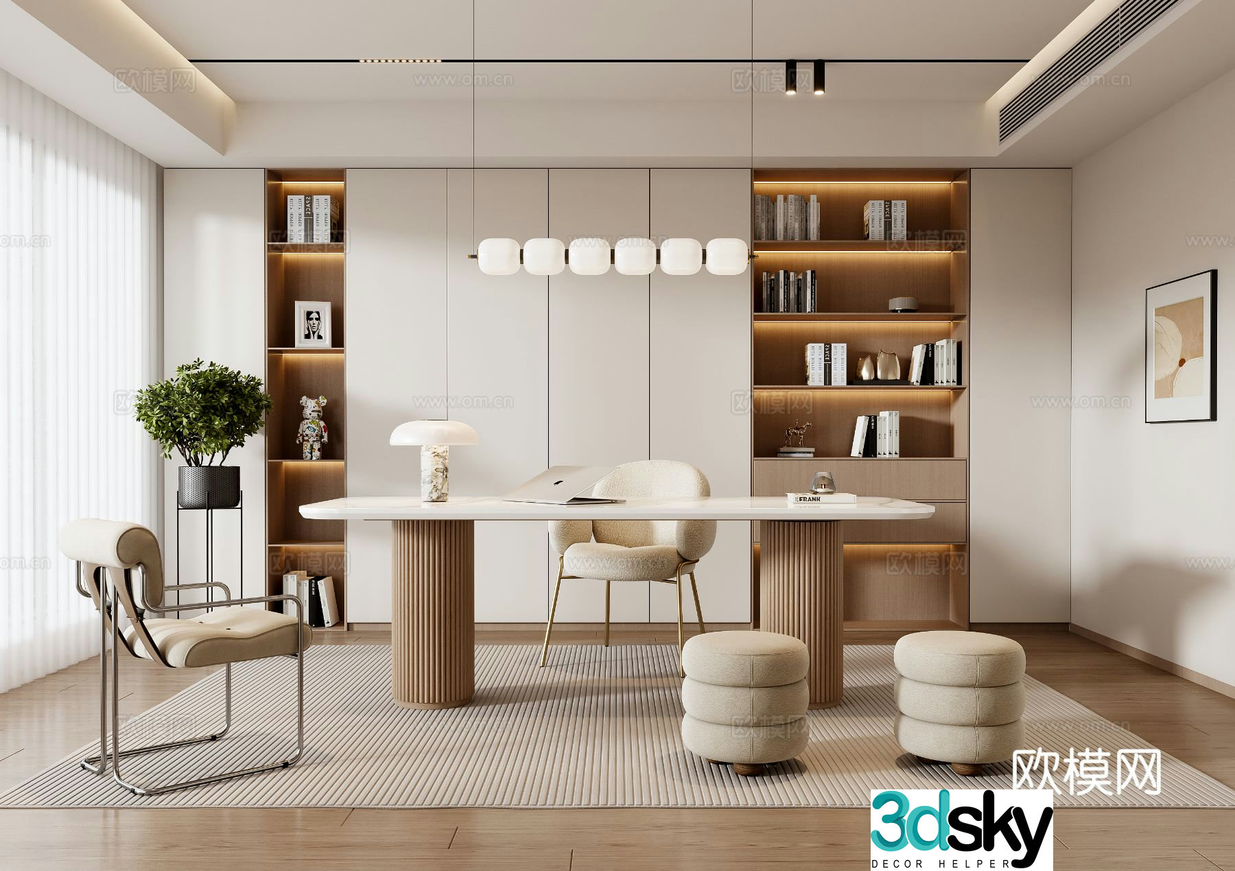 Cream style study 3d model