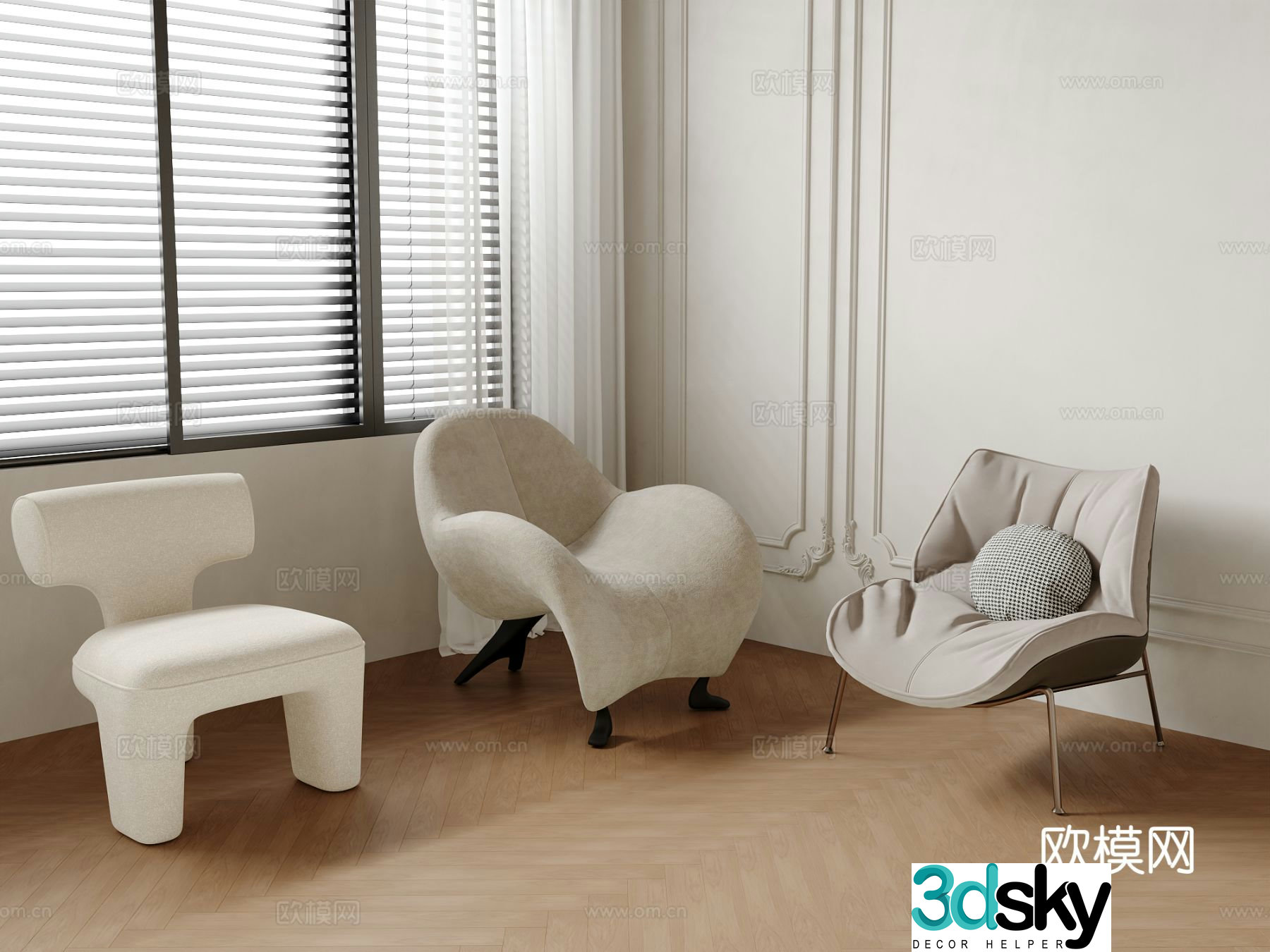 Single chair dining chair sofa chair 3d model