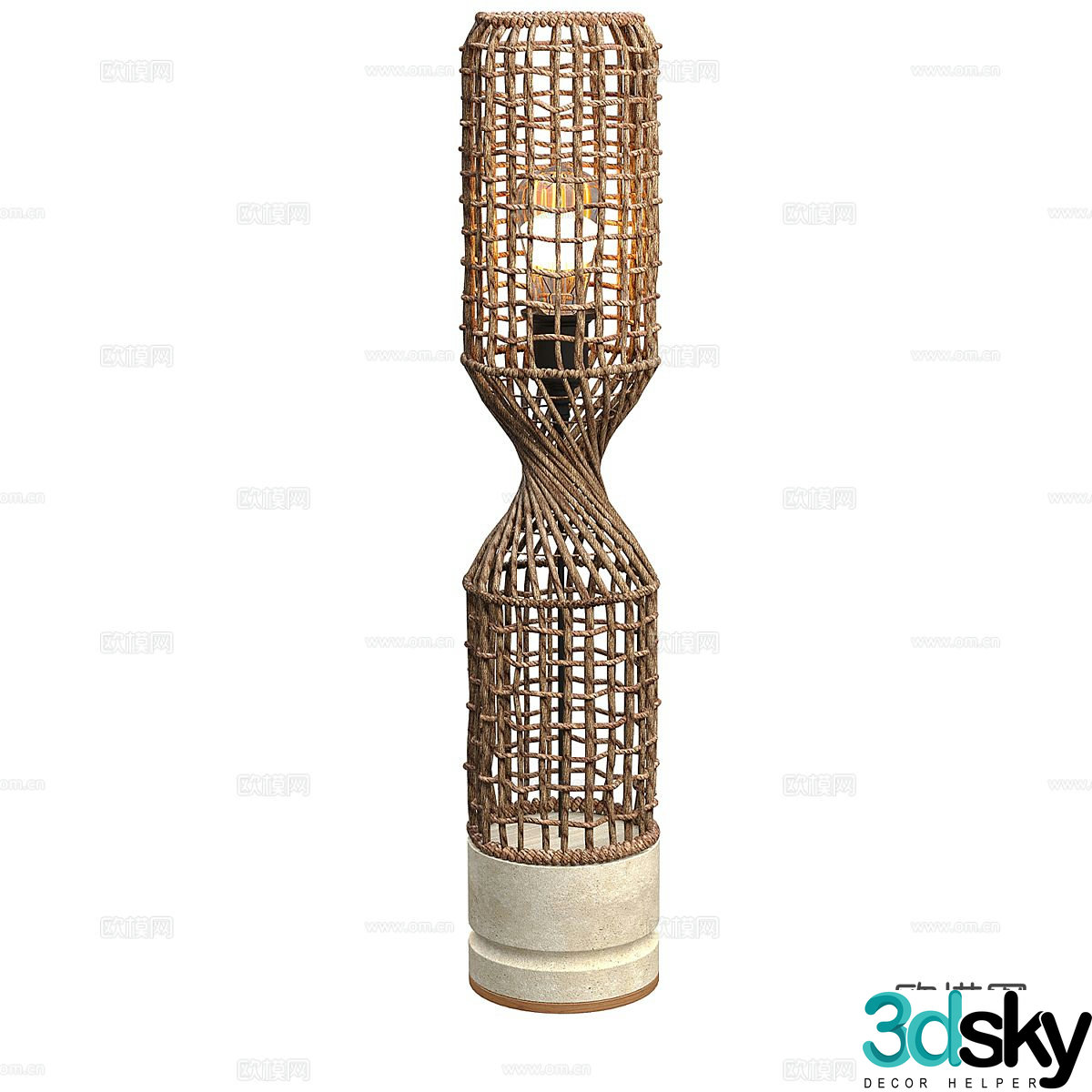 Nordic rattan floor lamp 3d model