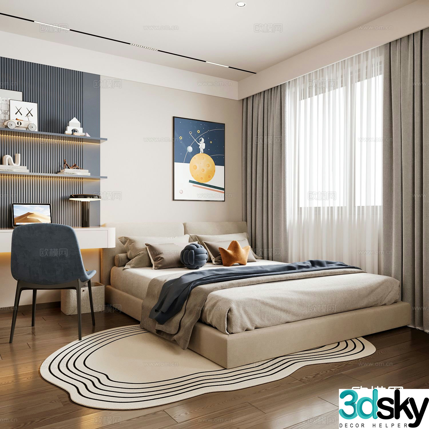 Modern children’s room boy’s room 3d model