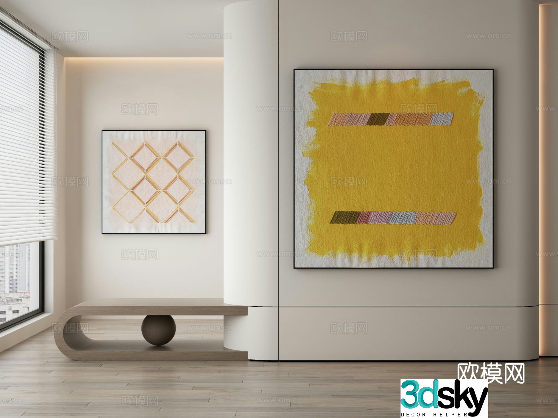 Modern texture painting decorative painting 3d model